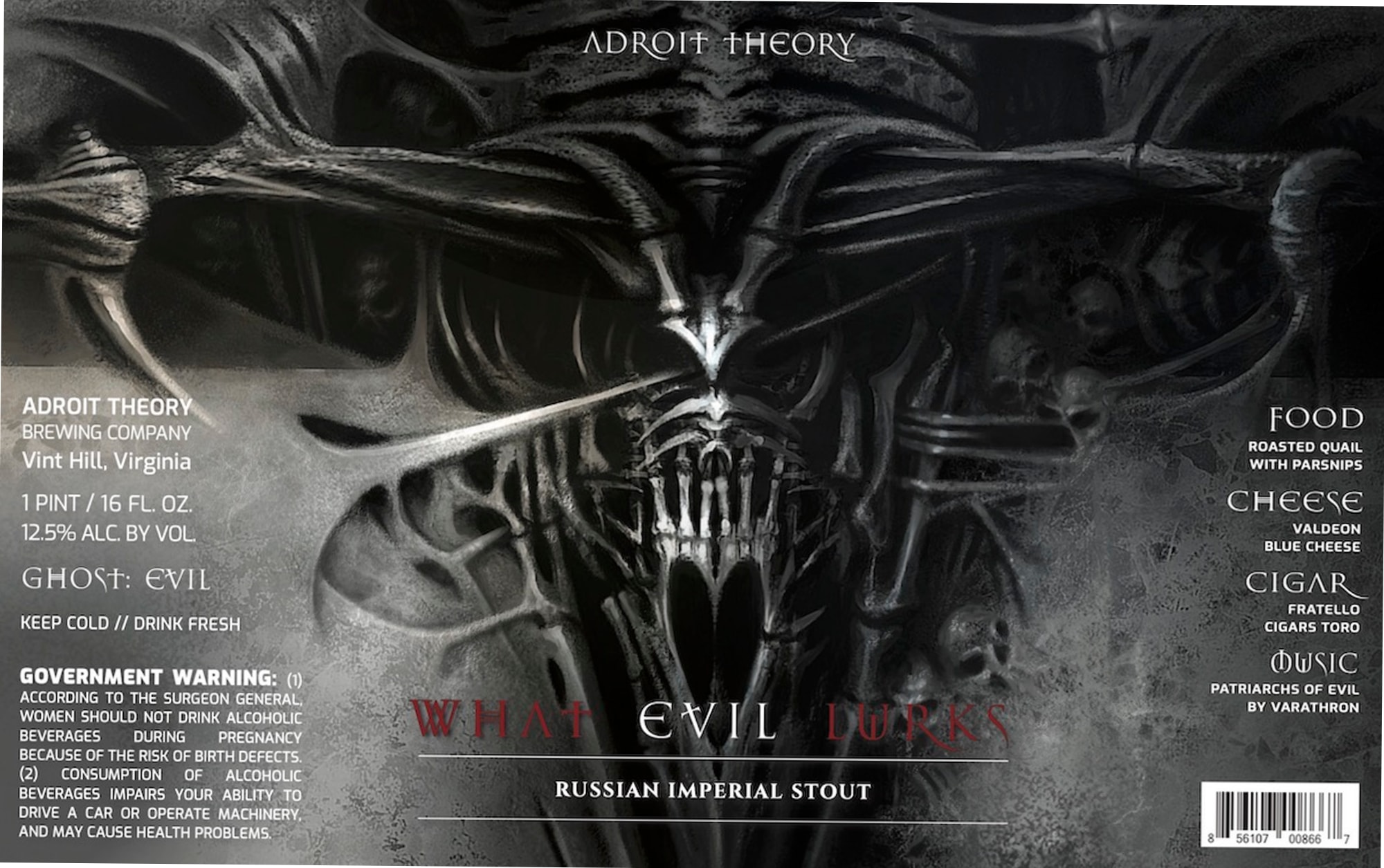 Ghost: Evil by Adroit Theory Brewing Company - beer label