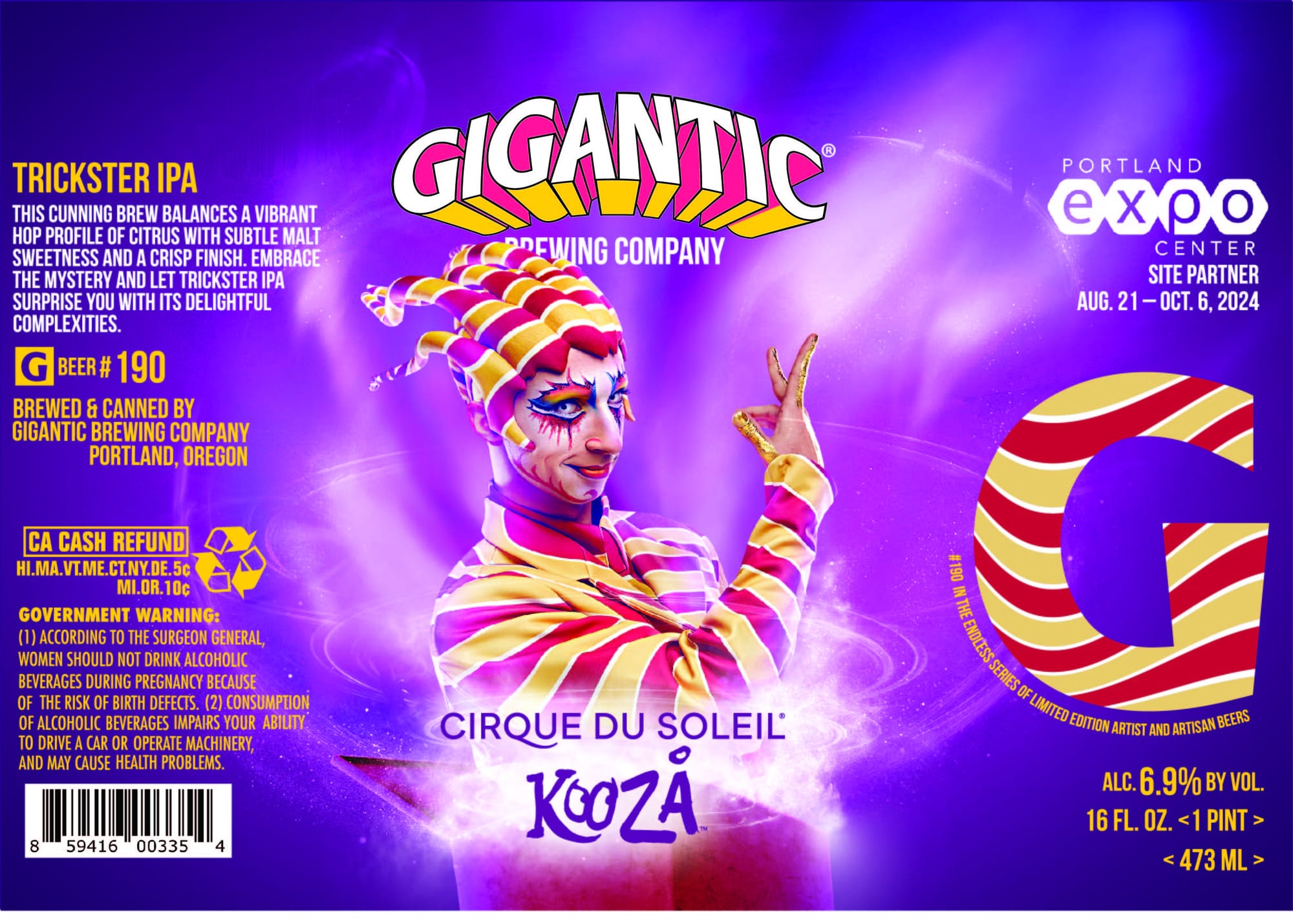 Trickster IPA by Gigantic Brewing Company - beer label