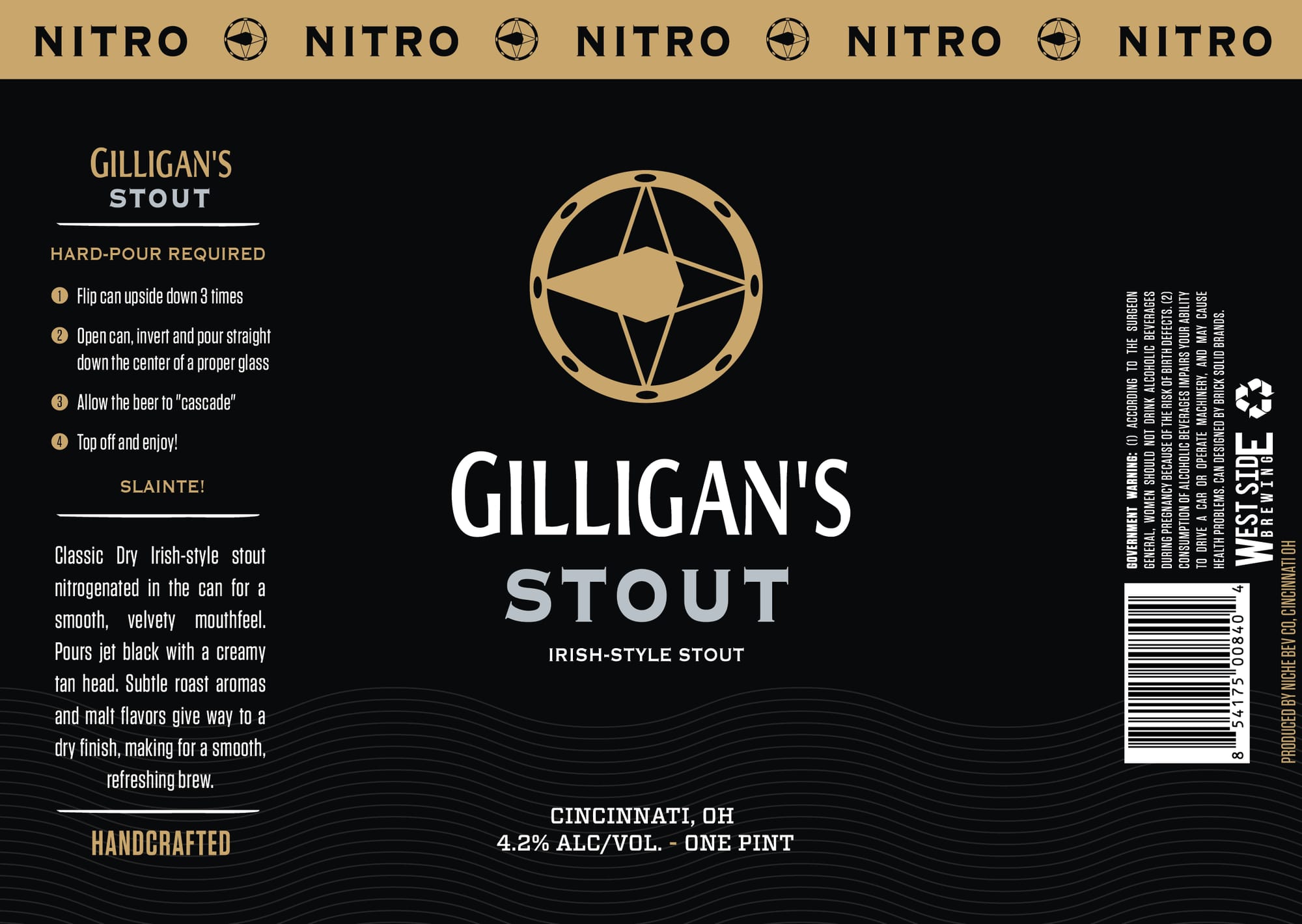 Gilligan’s Stout by West Side Brewing - beer label