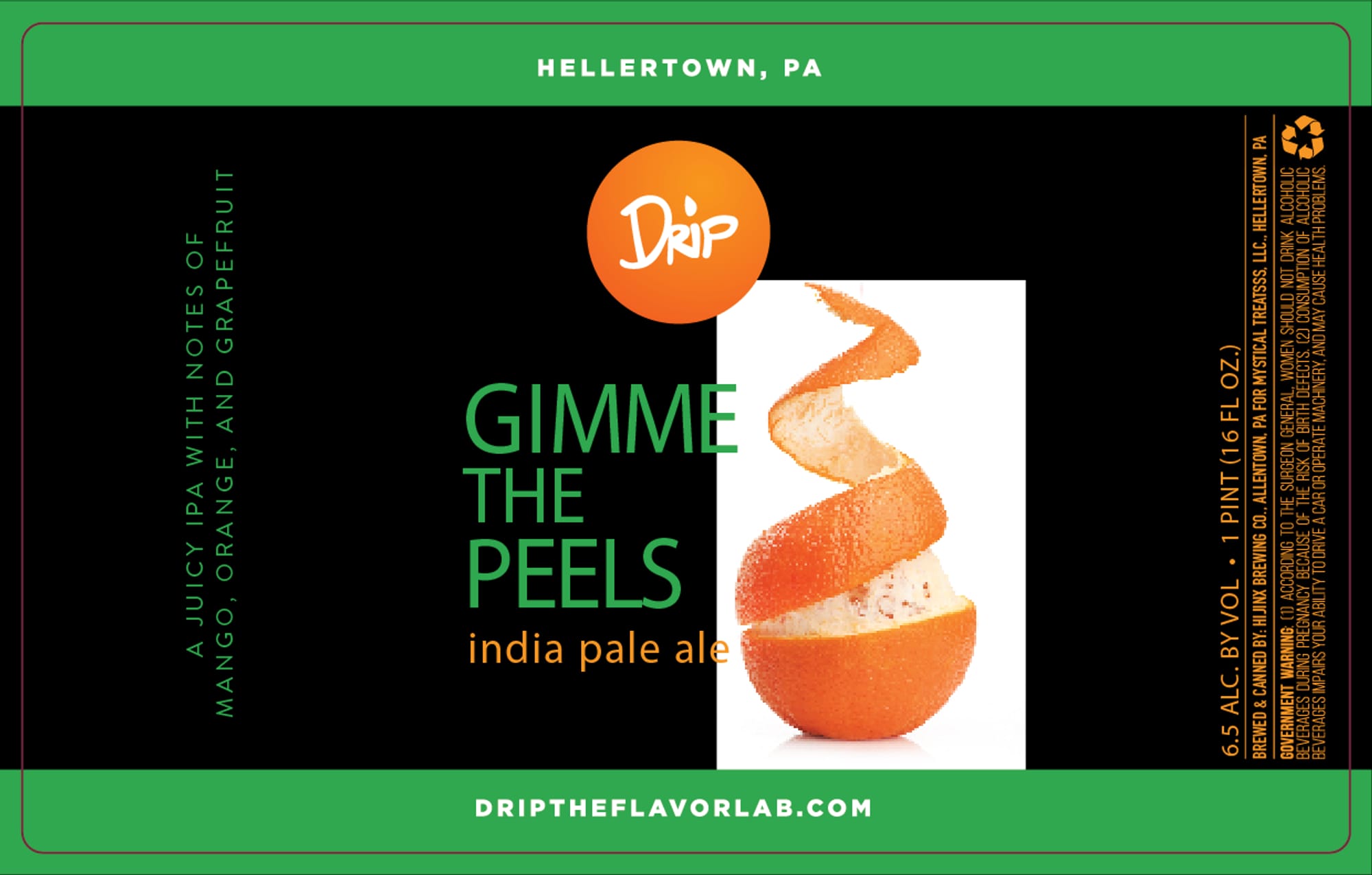 Gimme the Peels by Hijinx Brewing Co. - beer label