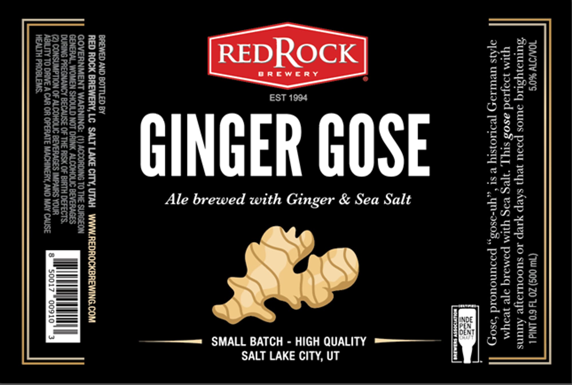 Ginger Gose by RedRock Brewery - beer label