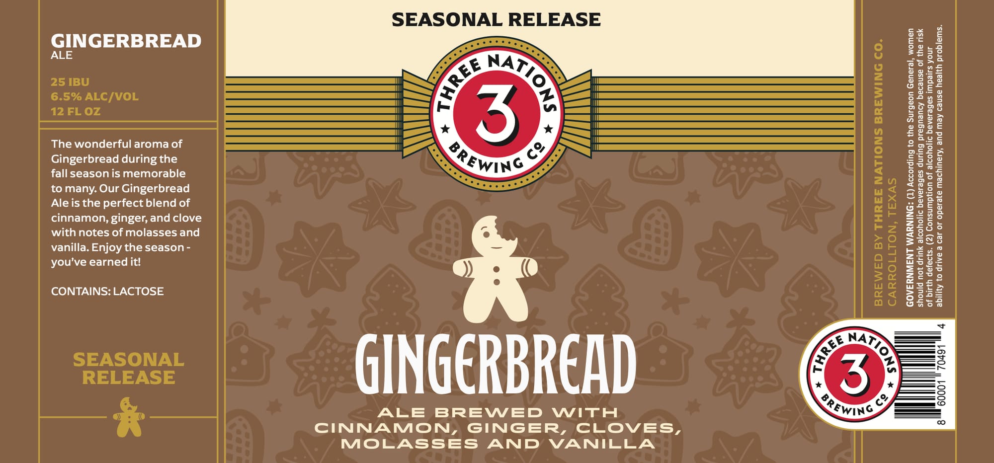 Gingerbread Ale by Three Nations Brewing Co. - beer label