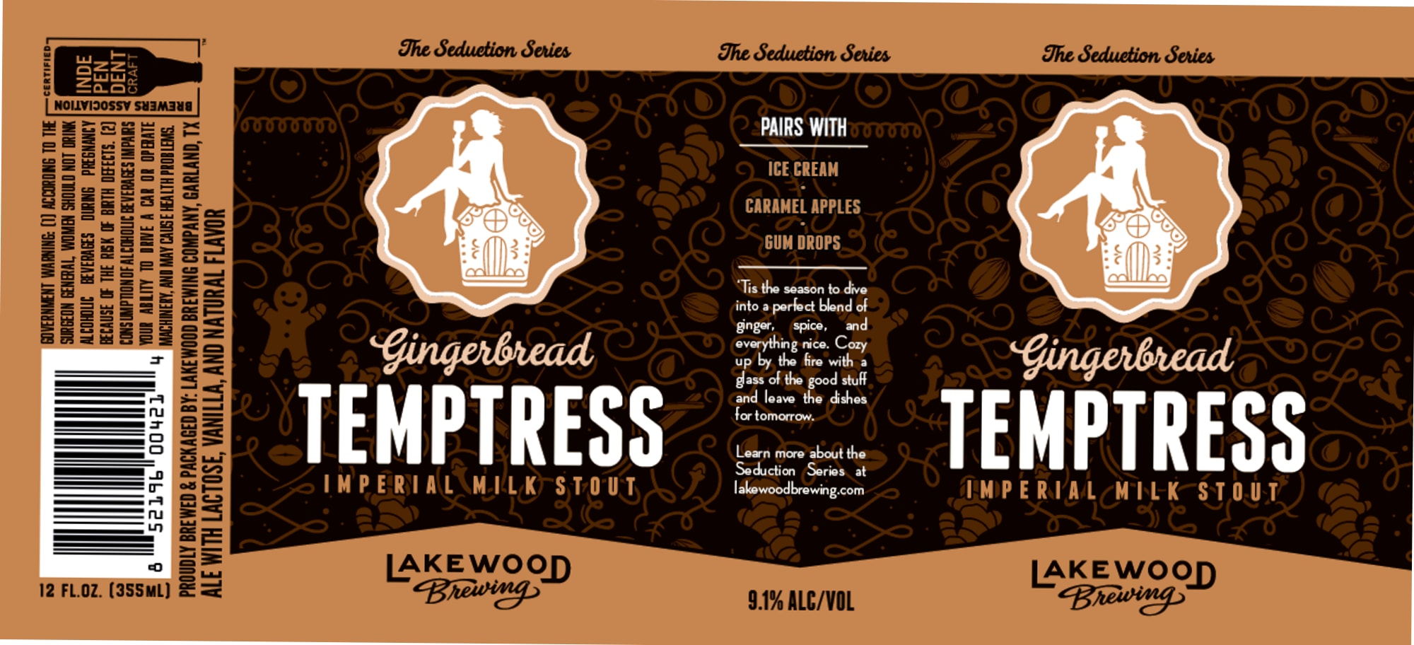 Gingerbread Temptress by Lakewood Brewing Company - beer label