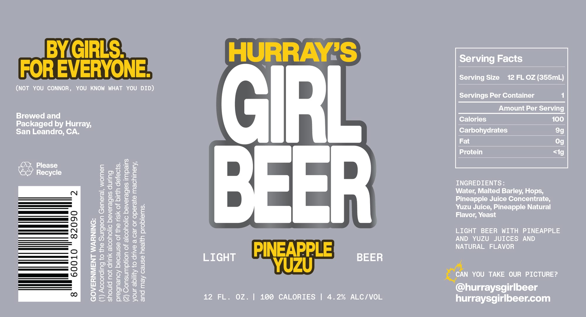 Girl Beer by Hurray's - beer label