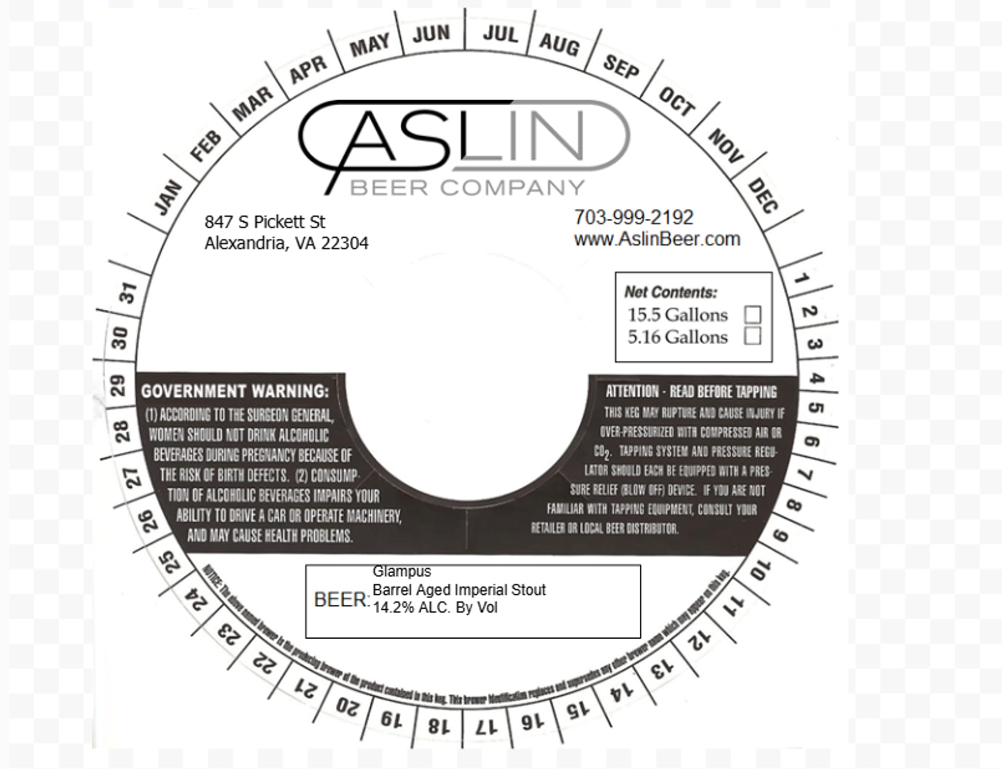 Glampus Barrel Aged Imperial Stout by Aslin Beer Company - beer label