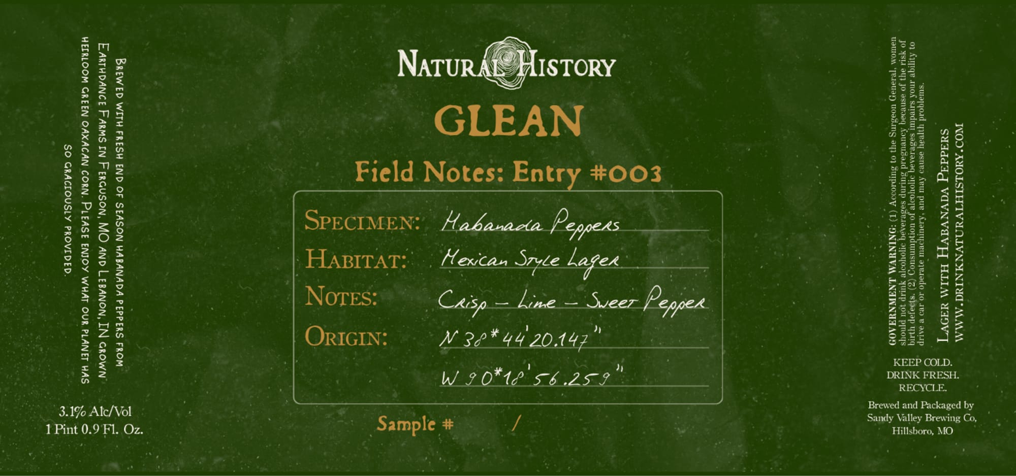 Glean by Sandy Valley Brewing - beer label