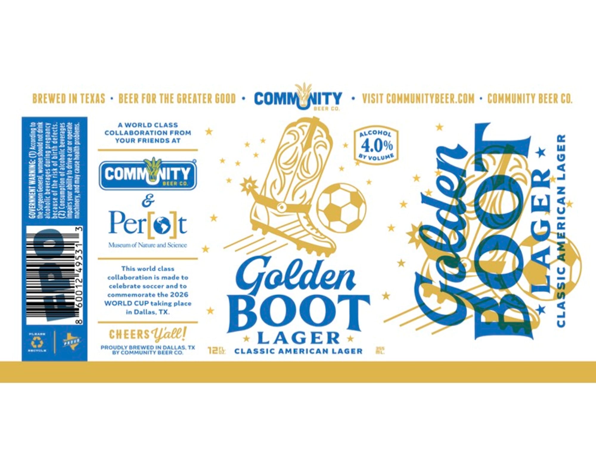 Golden Boot Lager by Community Beer Co. - beer label