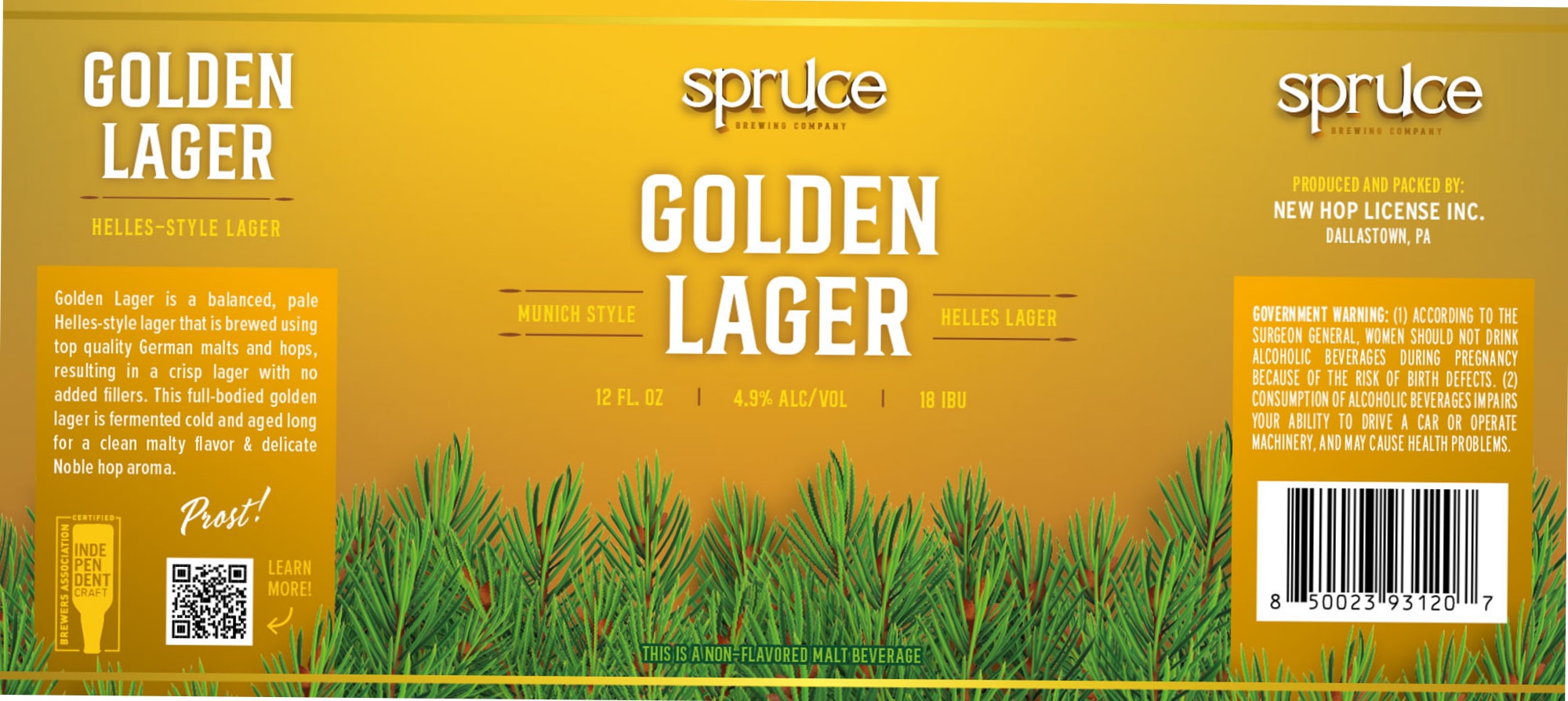 Golden Lager by Spruce Brewing Company - beer label