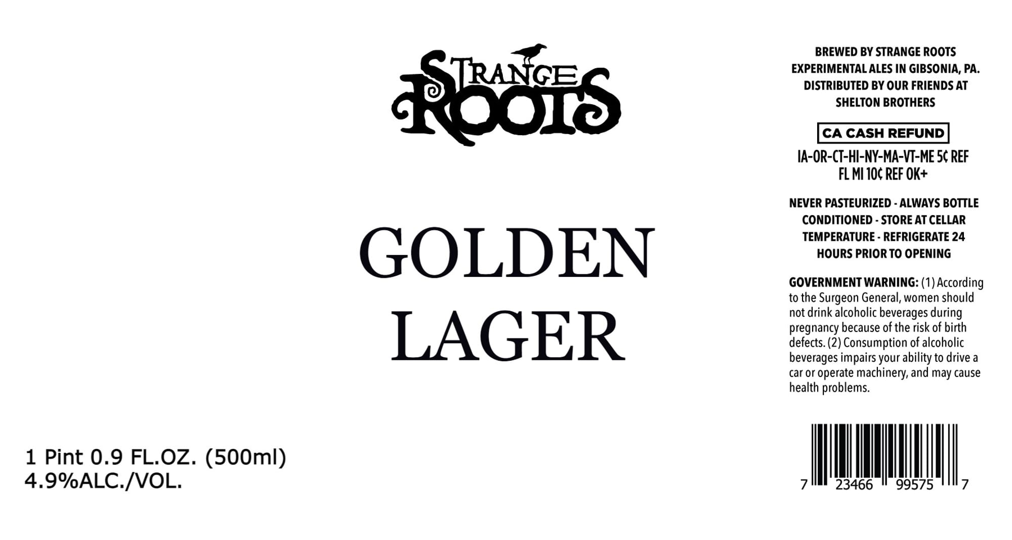 Golden Lager by Strange Roots Experimental Ales - beer label