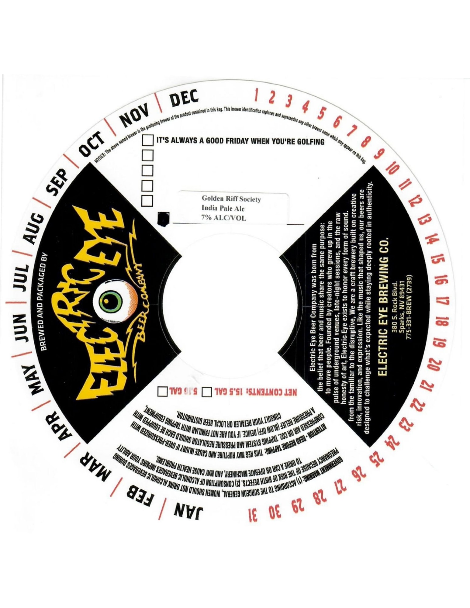 Golden Rift Society by Electric Eye Brewing - beer label