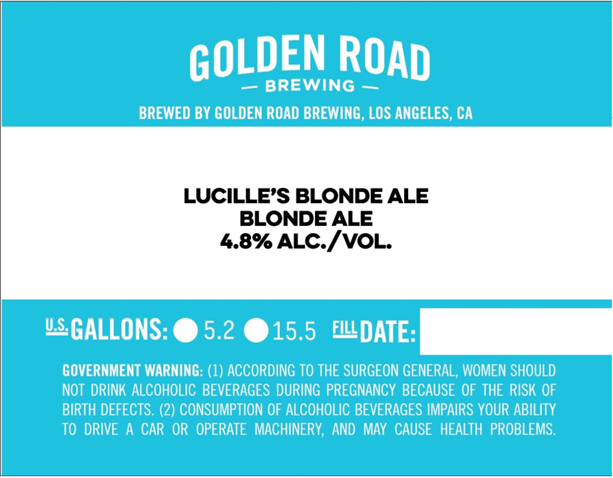 Lucille’s Blonde Ale by Golden Road Brewing - beer label