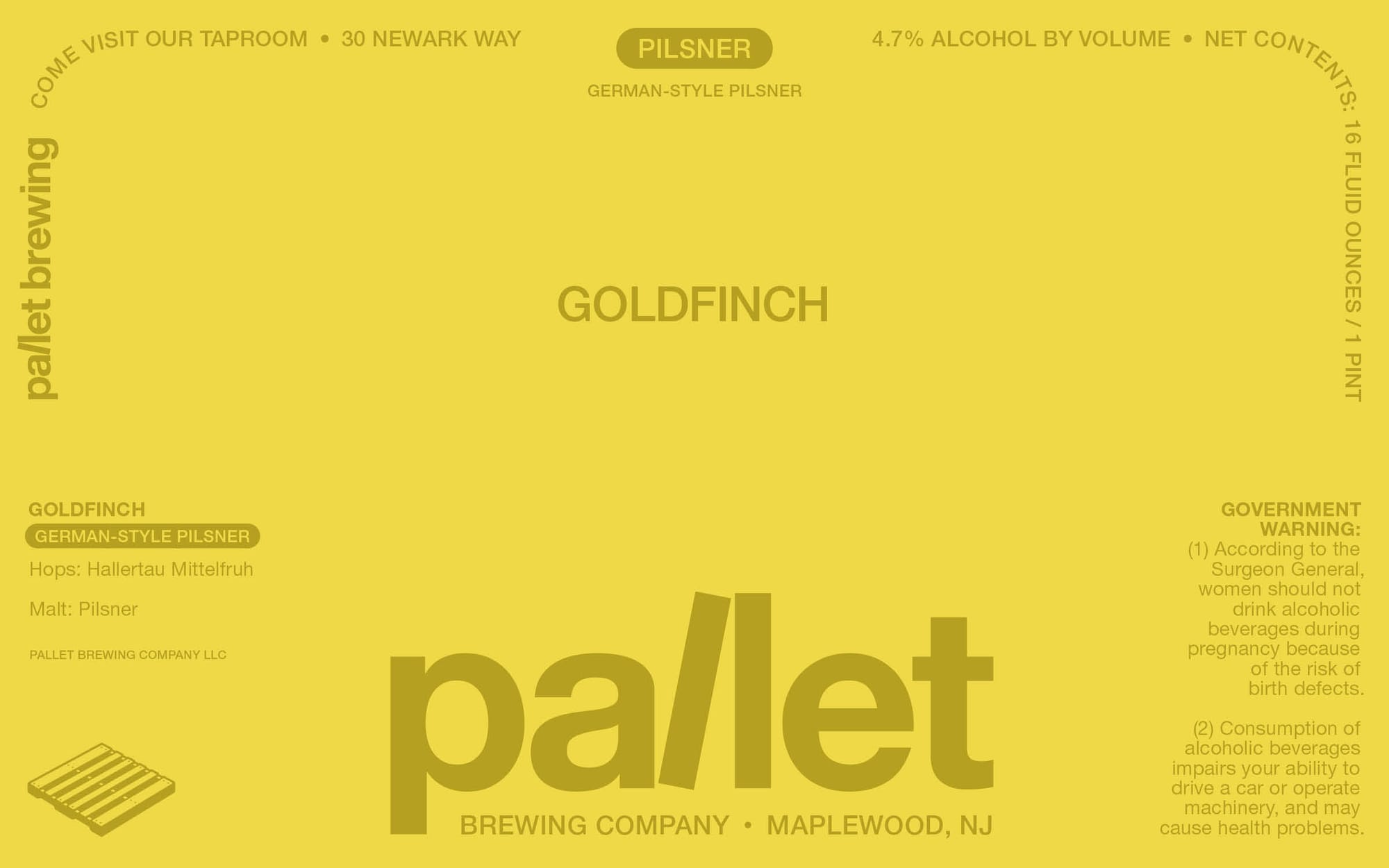 Goldfinch by Pallet Brewing Company - beer label