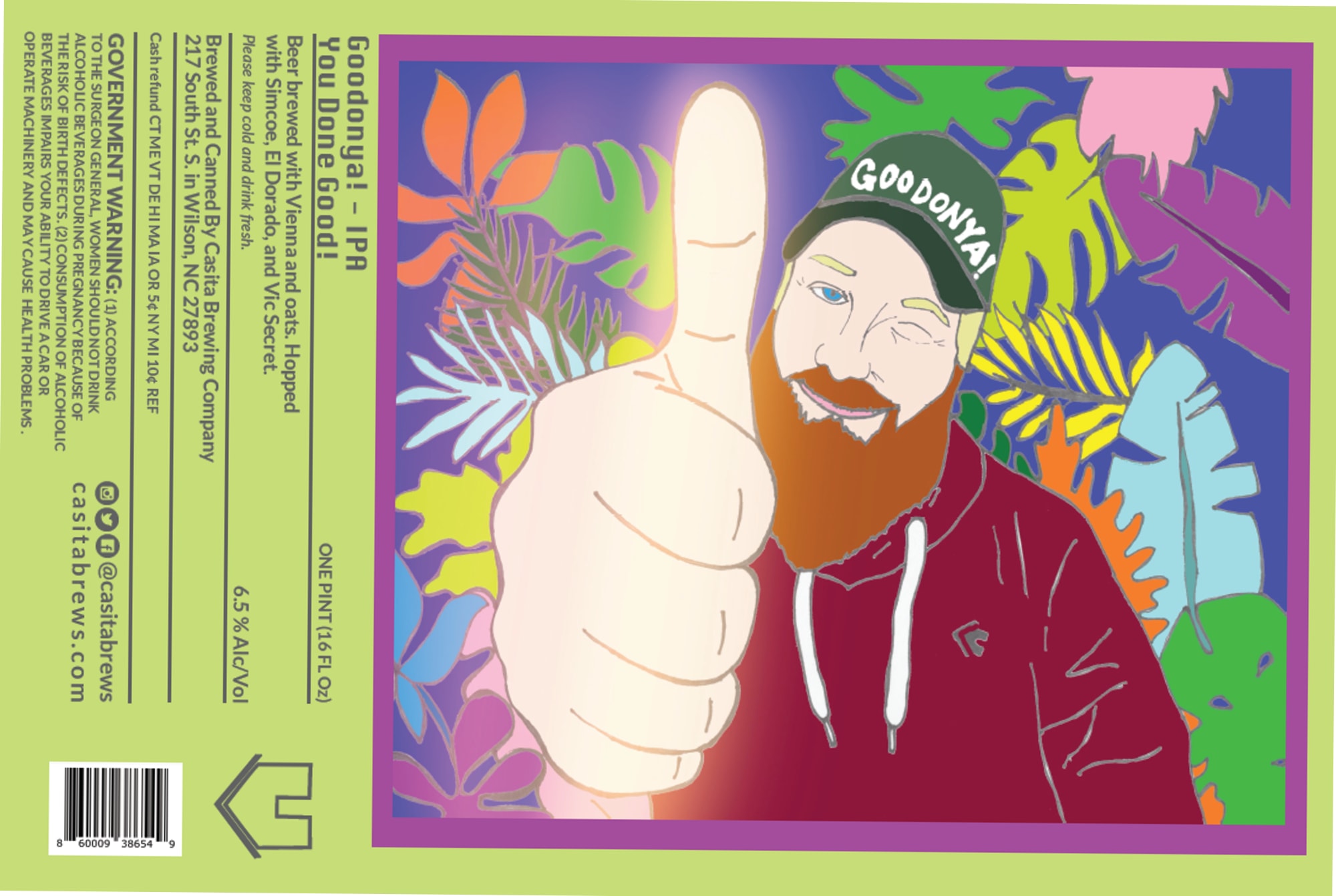 Goodonya! – IPA by Casita Brewing Company - beer label