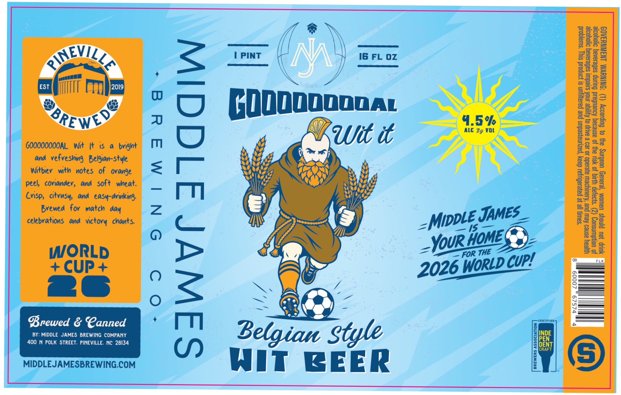 Goooooodoooal Wit It by Middle James Brewing Company - beer label
