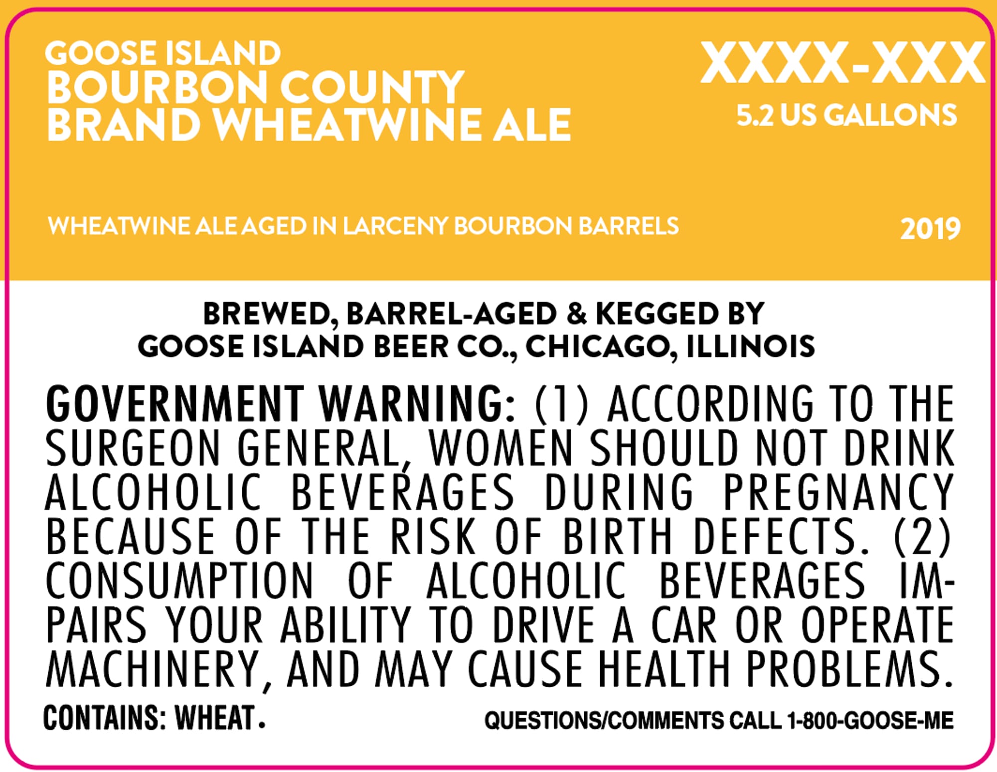 Bourbon County Brand Wheatwine Ale by Goose Island - beer label