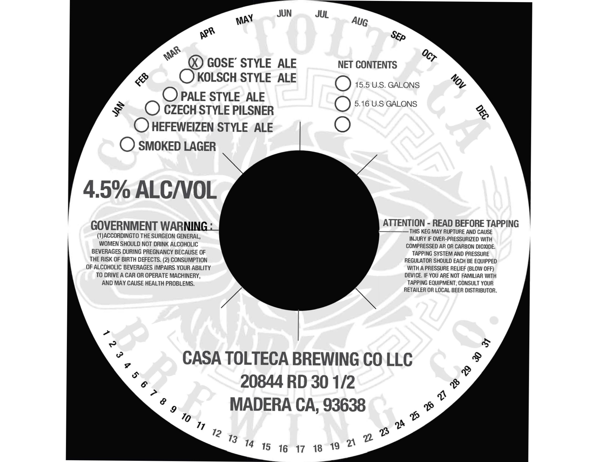 Government Warning by Casa Tolteca Brewing Co LLC - beer label