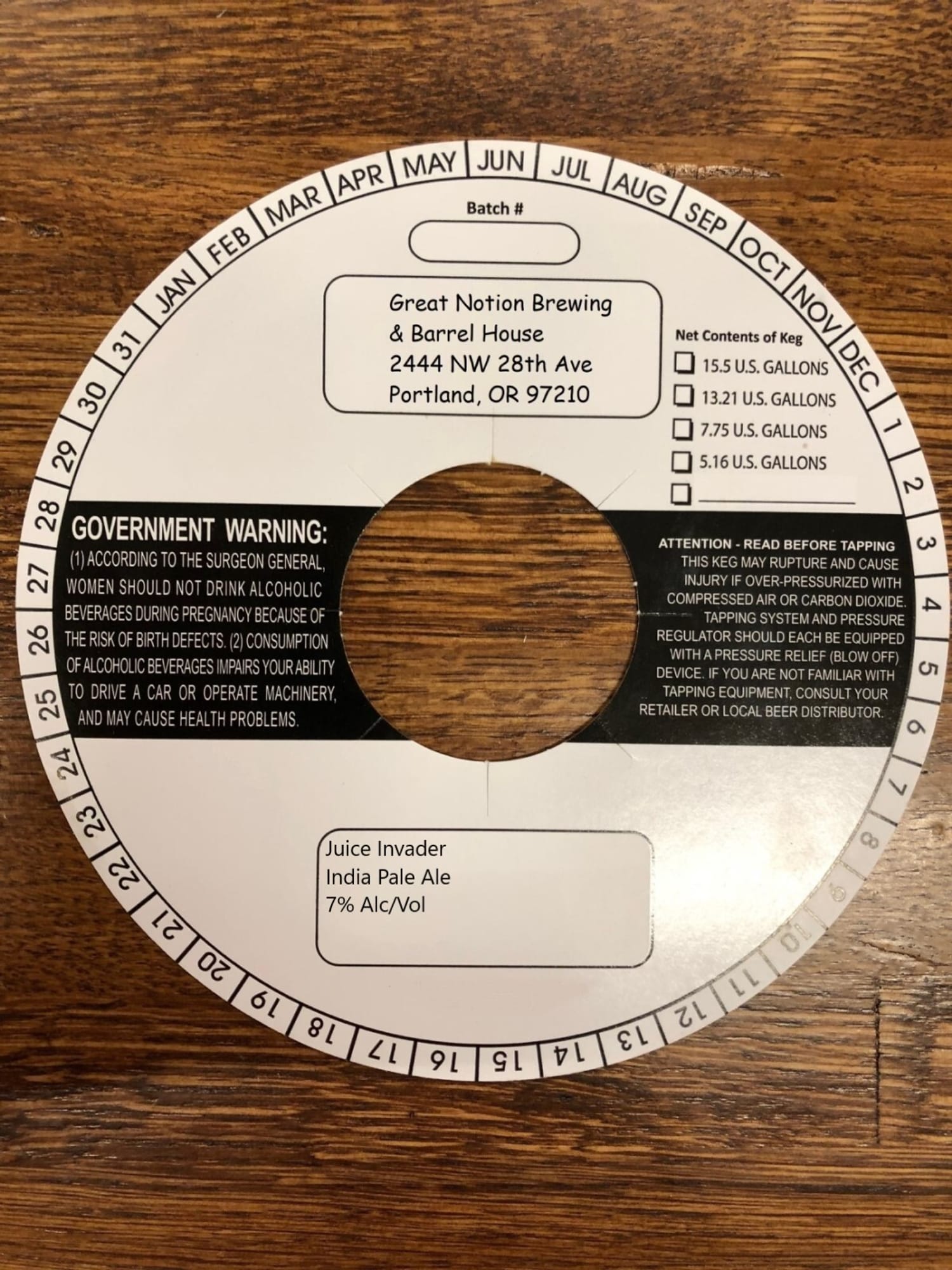 Government Warning by Great Notion Brewing & Barrel House - beer label