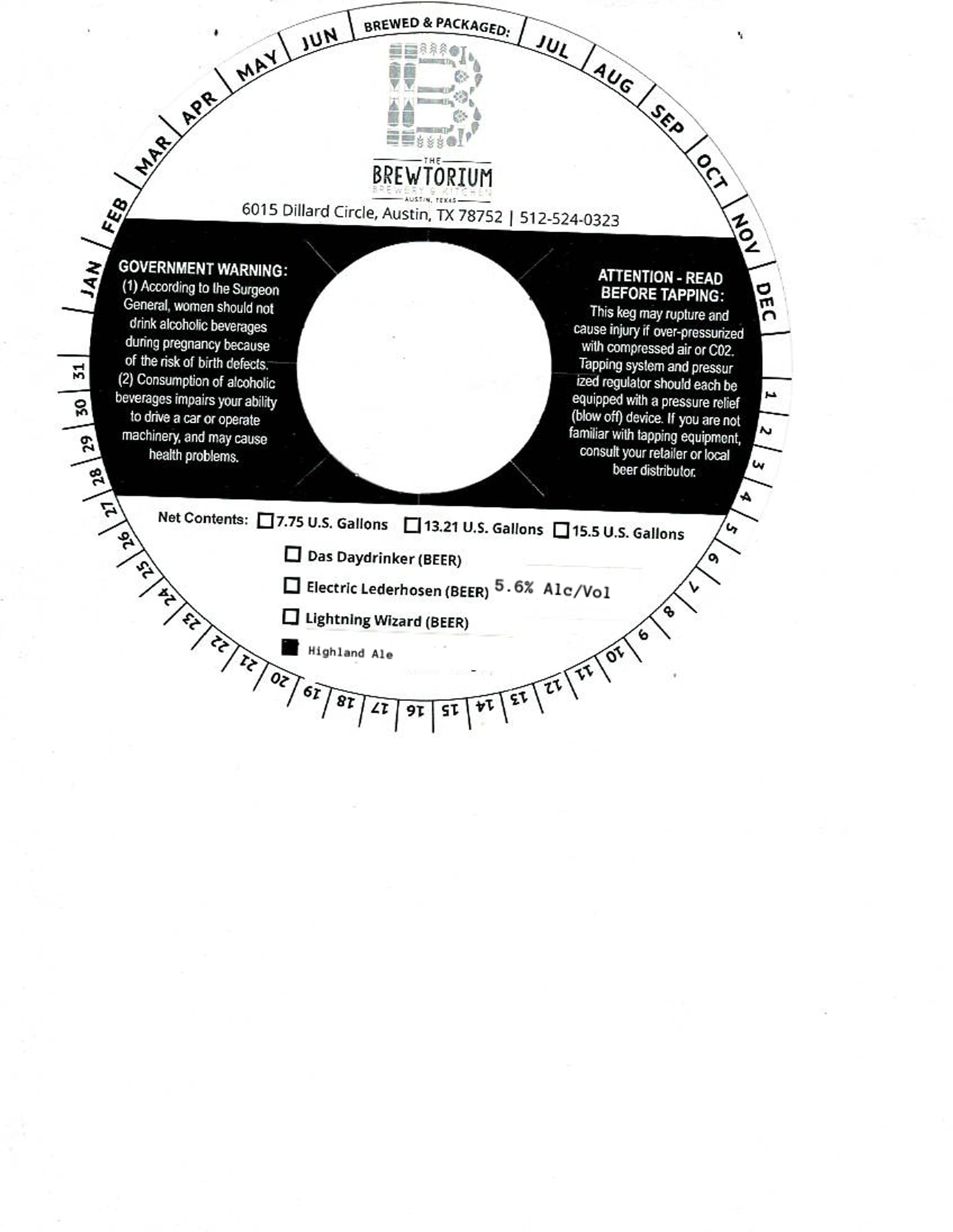 Government Warning Highland Ale by The Brewtorium - beer label