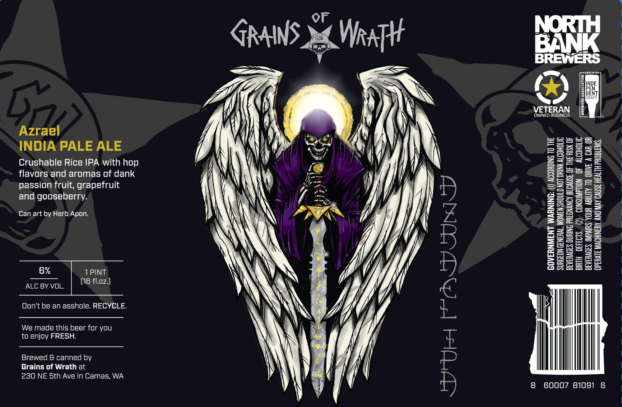 Azrael India Pale Ale by Grains of Wrath - beer label