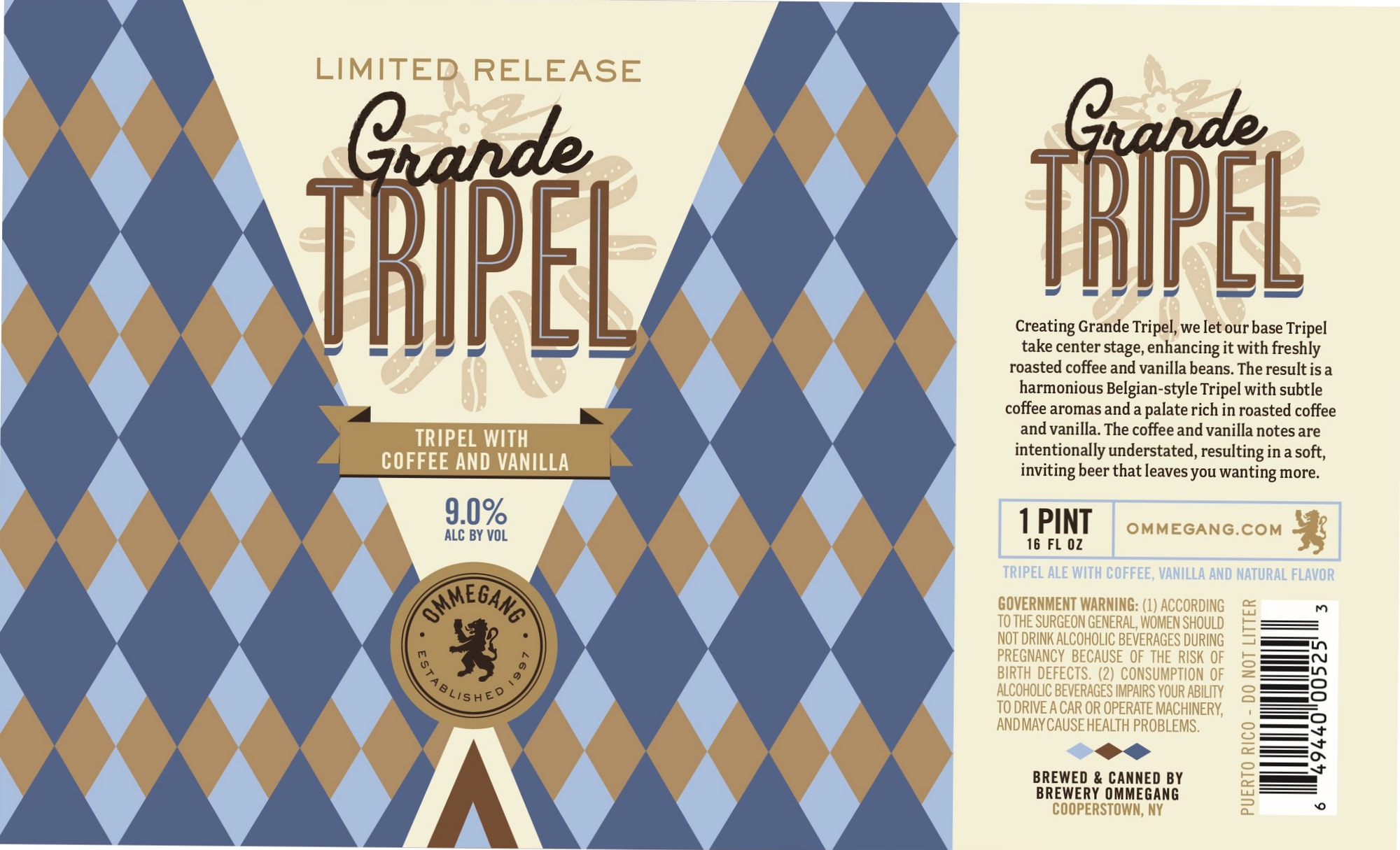 Grande Tripel by Brewery Ommegang - beer label