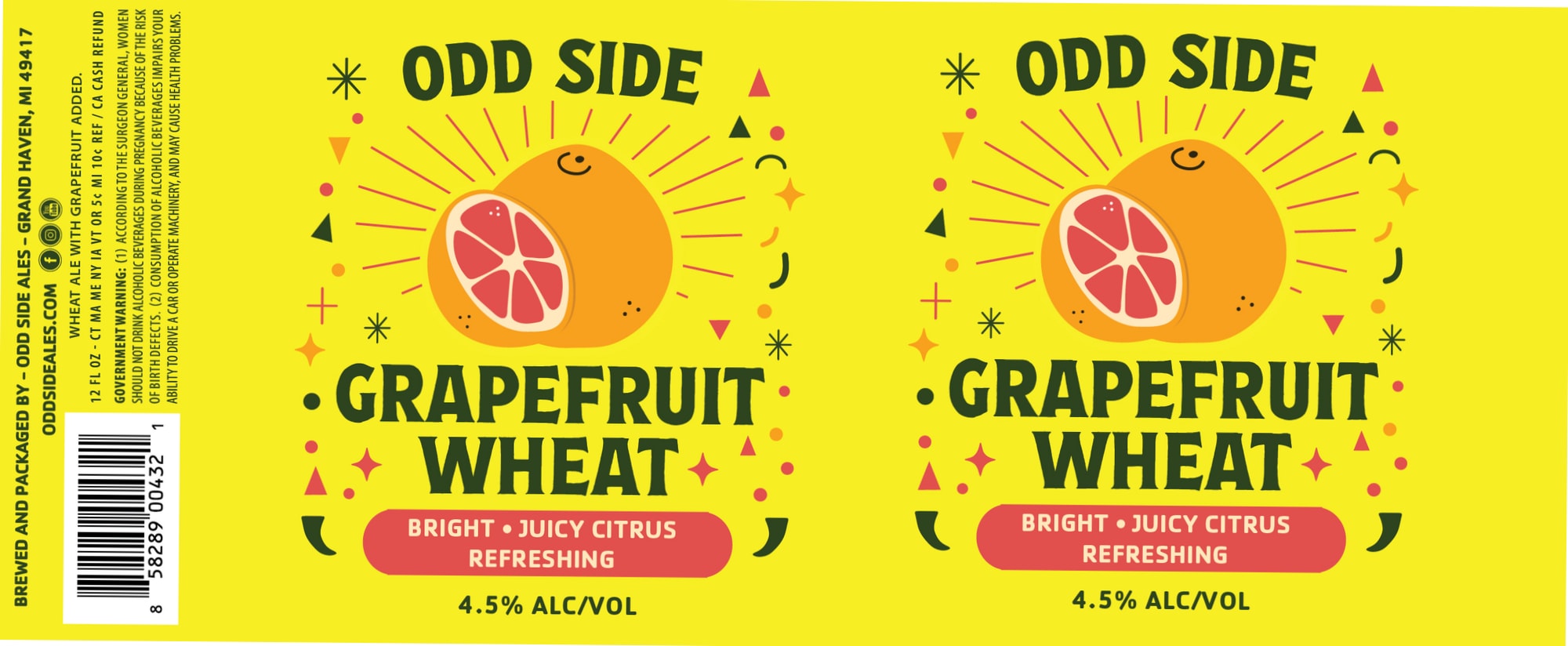 Grapefruit Wheat by Odd Side Ales - beer label