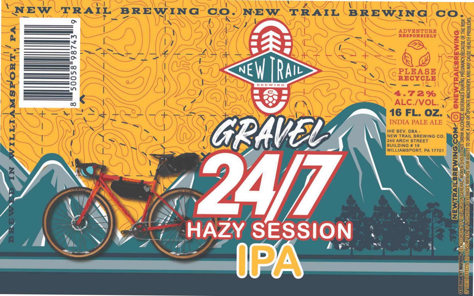 Gravel 24/7 by New Trail Brewing - beer label