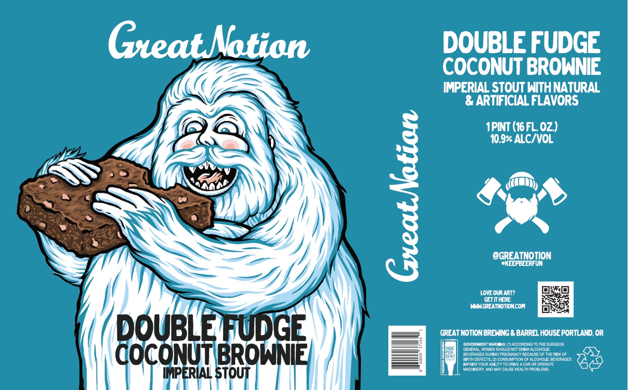 Double Fudge Coconut Brownie by Great Notion Brewing & Barrel House - beer label