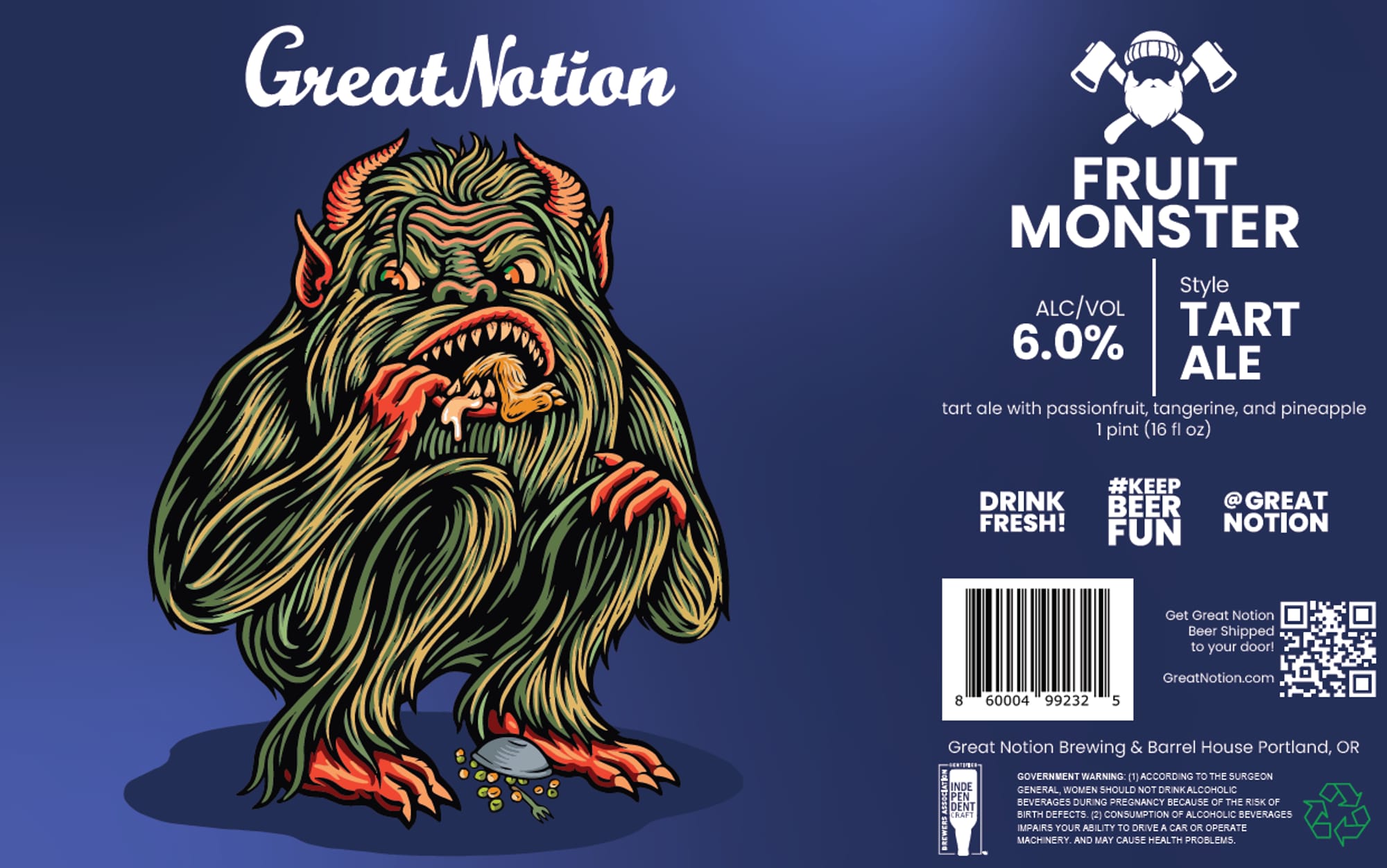 Fruit Monster by Great Notion Brewing - beer label