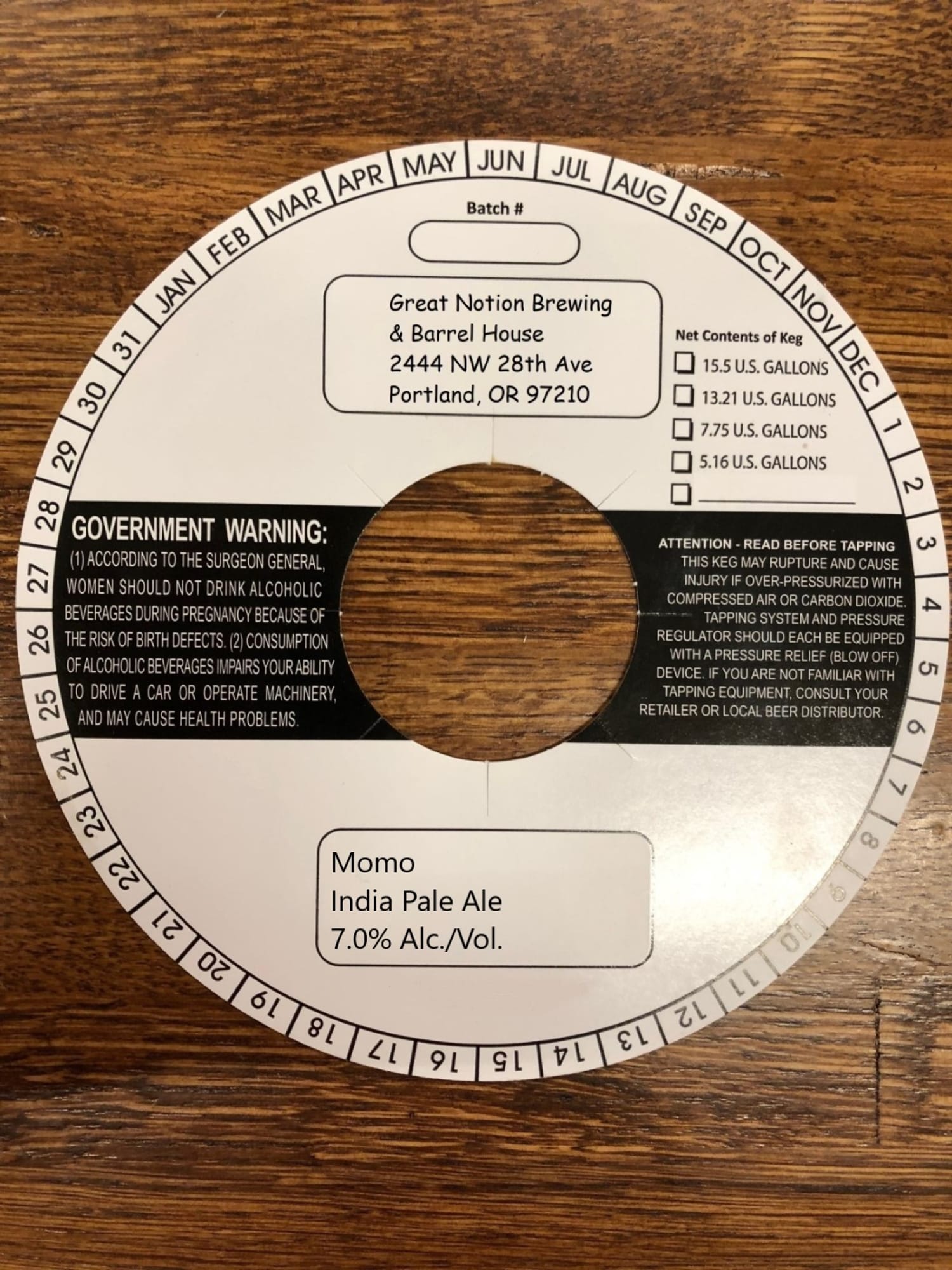 Government Warning (Momo) by Great Notion Brewing & Barrel House - beer label