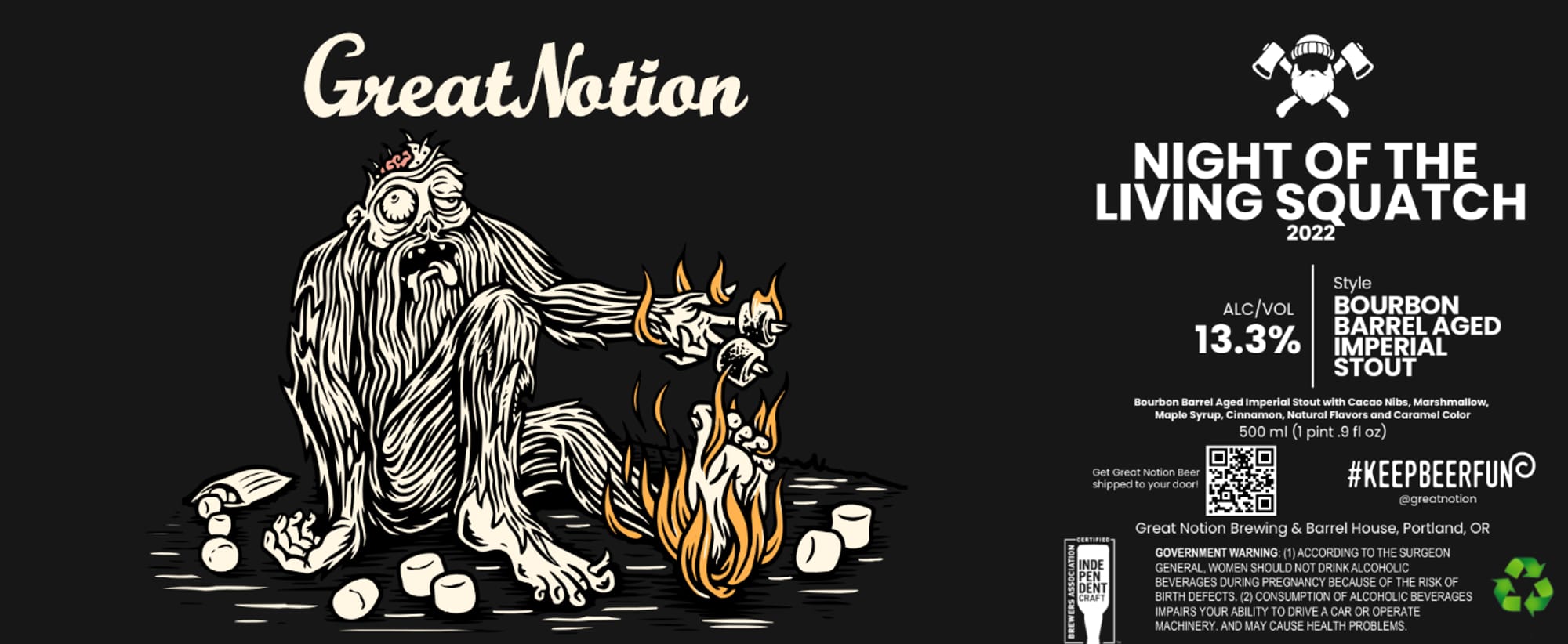 Night of the Living Squatch by Great Notion - beer label