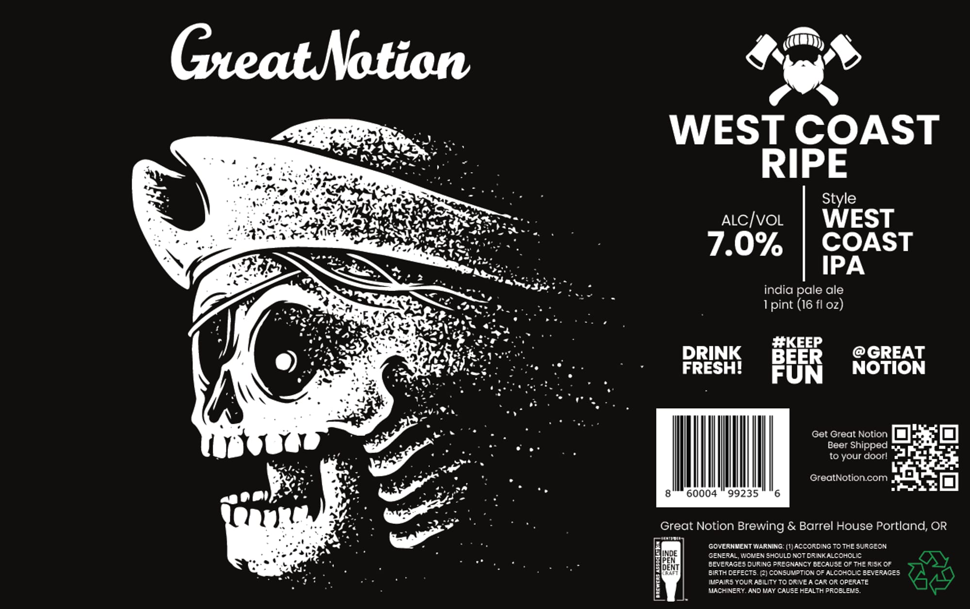 West Coast Ripe by Great Notion Brewing - beer label