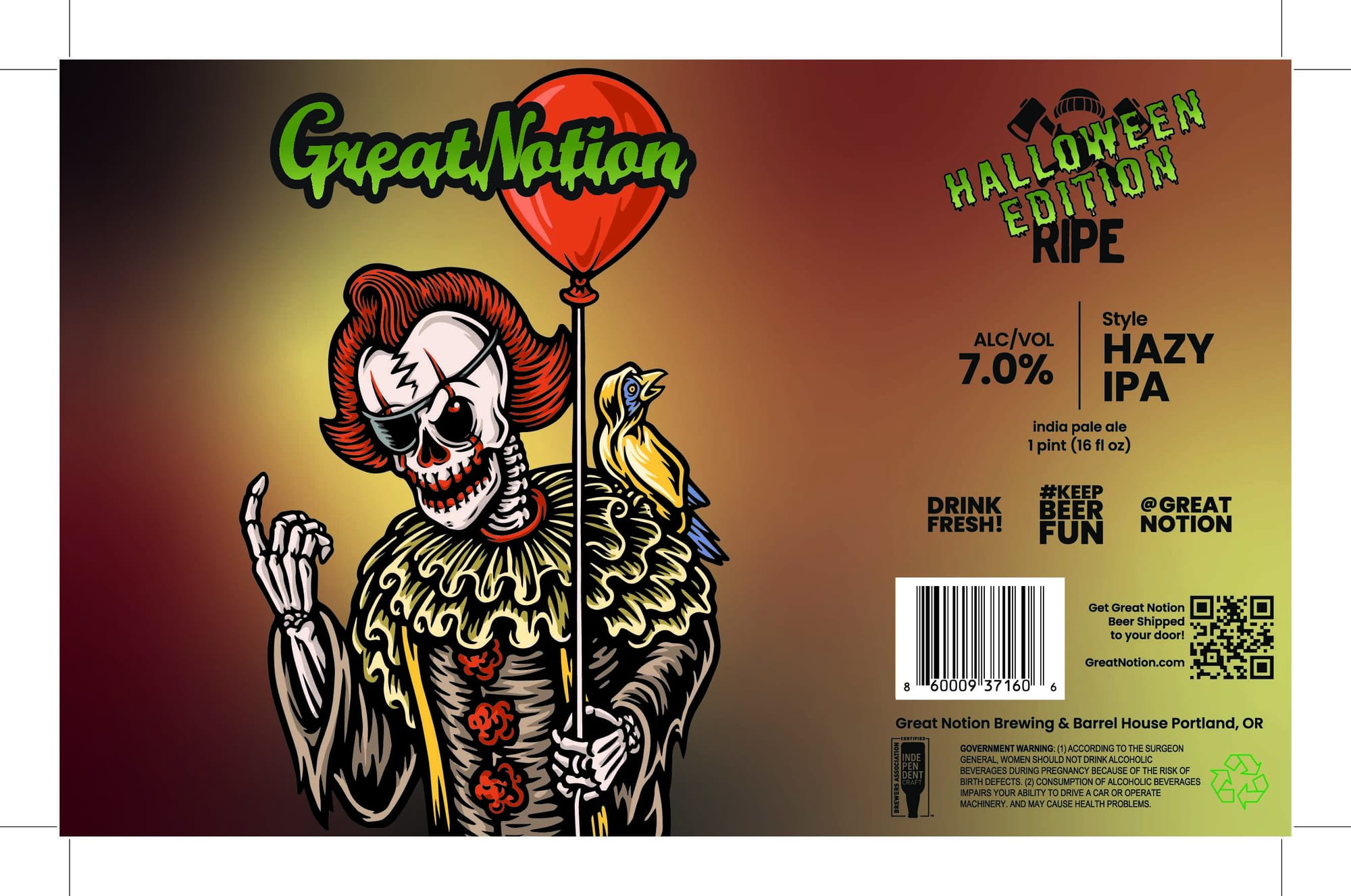 Halloween Ripe by Great Notion Brewing & Barrel House - beer label