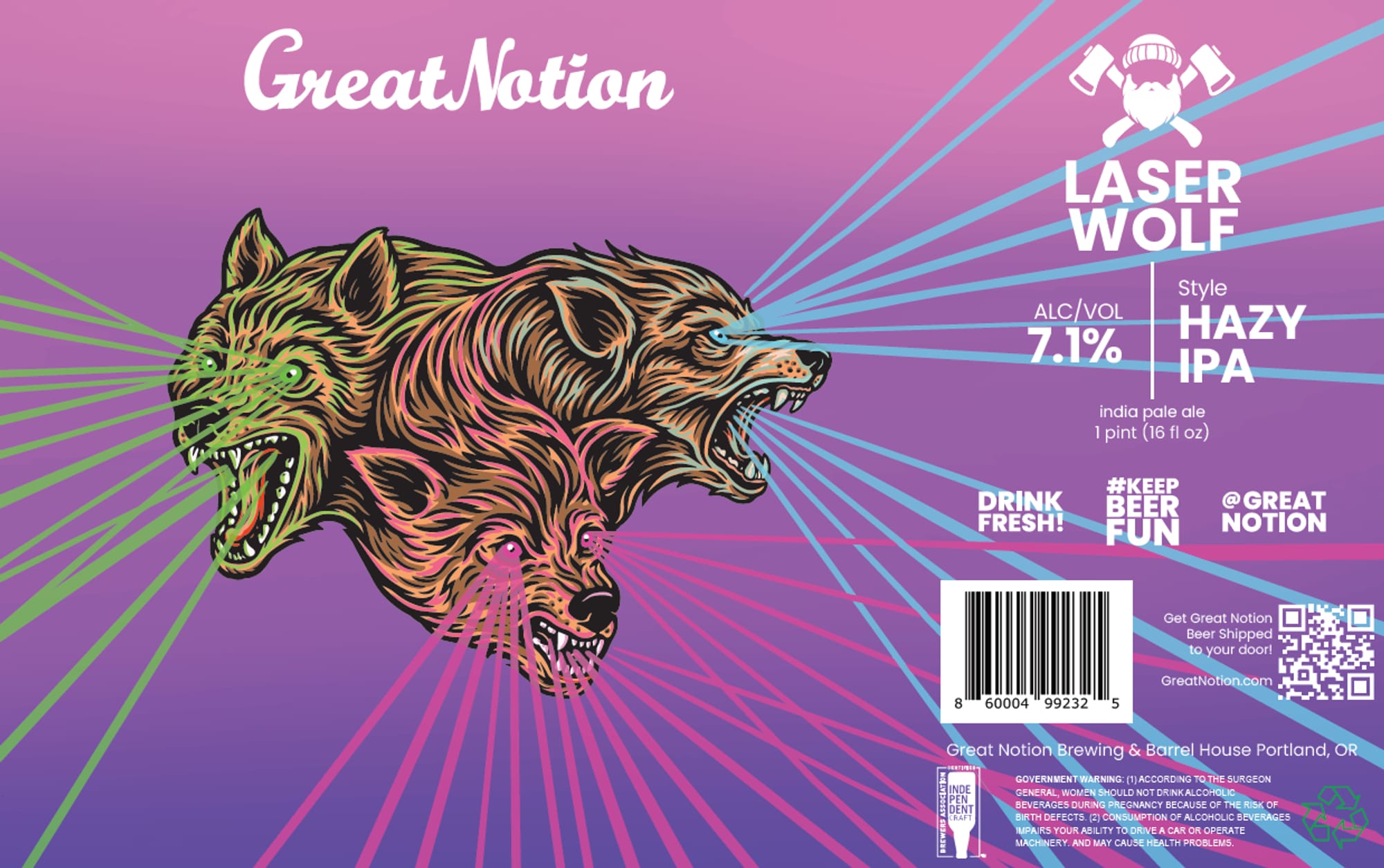 Laser Wolf by Great Notion Brewing - beer label