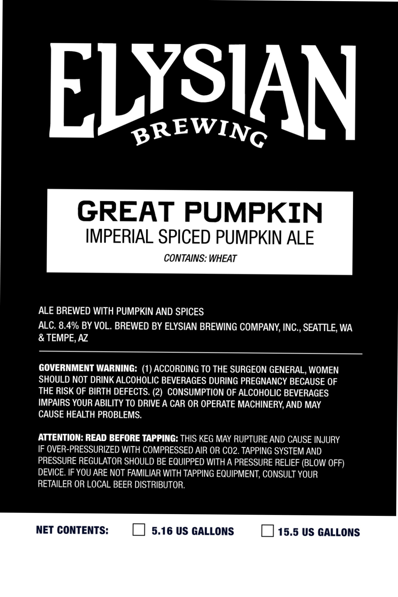 Great Pumpkin by Elysian Brewing - beer label