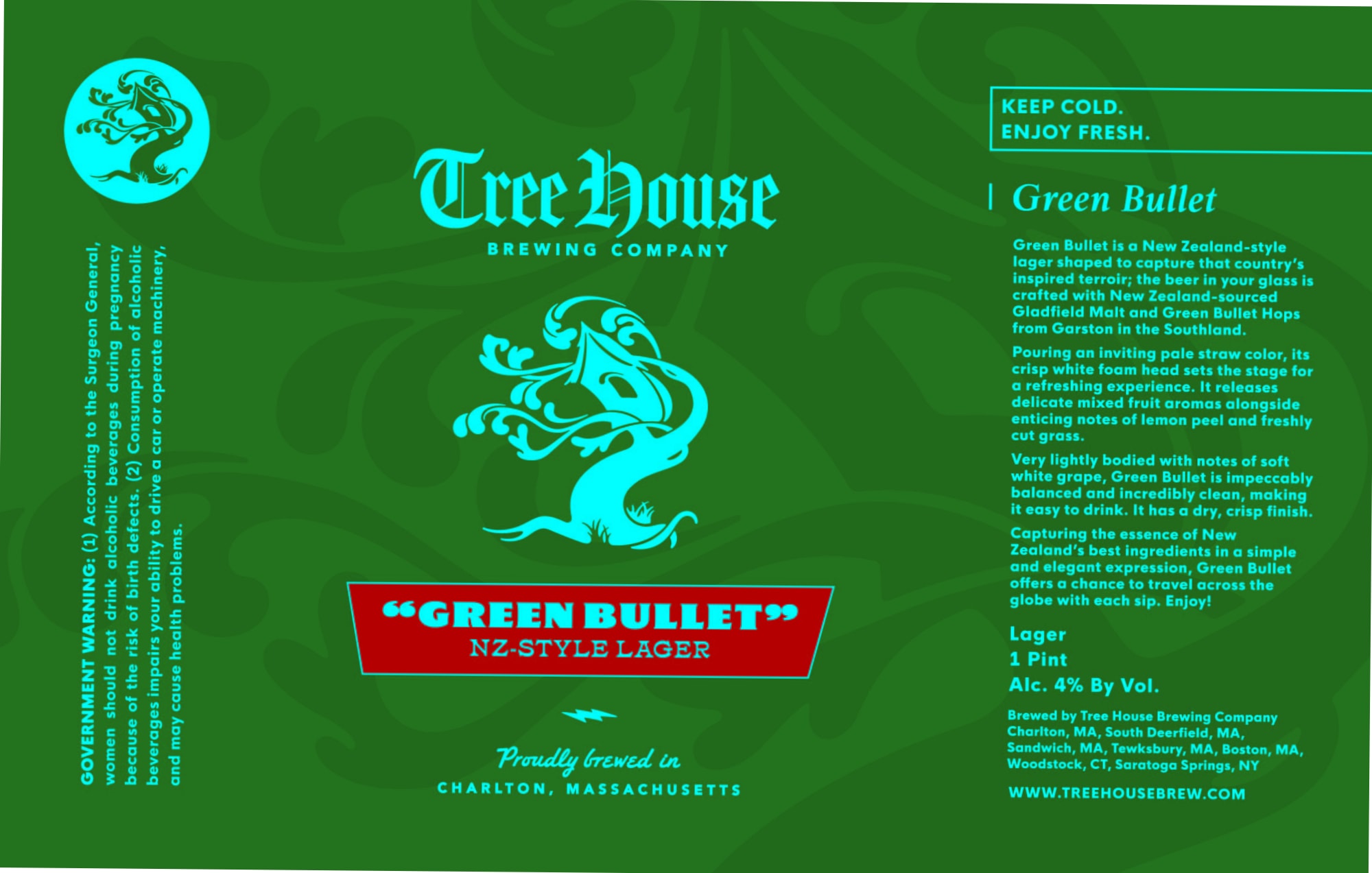 Green Bullet by Tree House Brewing Company - beer label