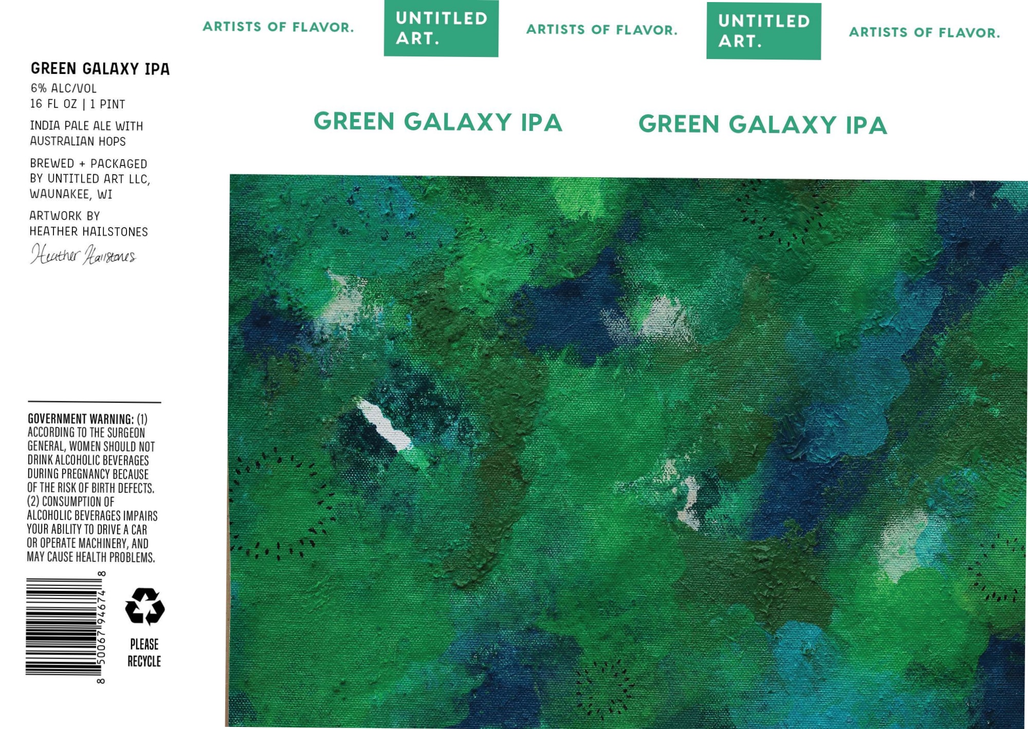 Green Galaxy IPA by Untitled Art - beer label