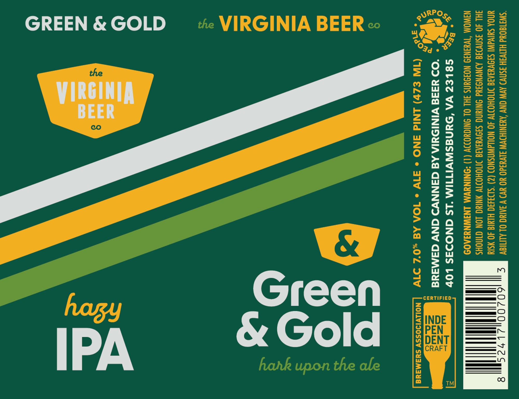 Green & Gold by The Virginia Beer Co. - beer label