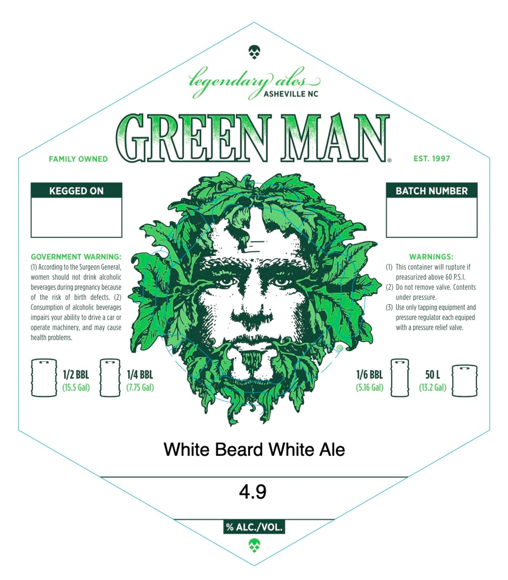 Green Man White Beard Ale by Legendary Ales - beer label