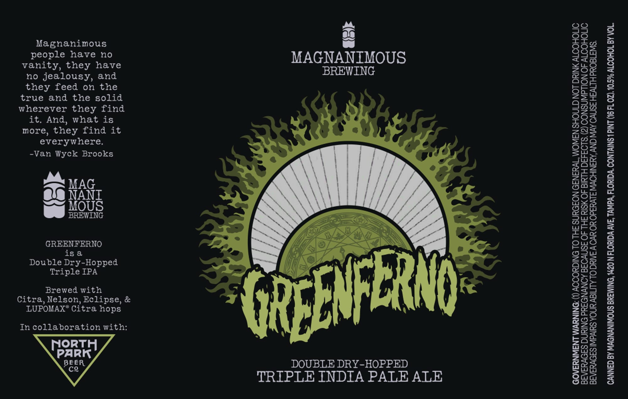 Greenferno by Magnanimous Brewing - beer label