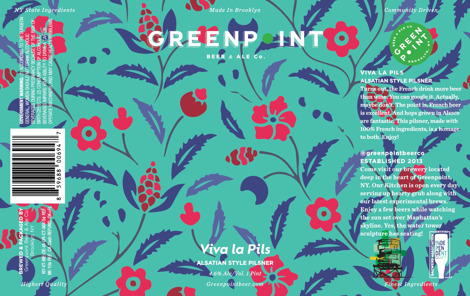 Viva La Pils by Greenpoint Beer & Ale Co. - beer label