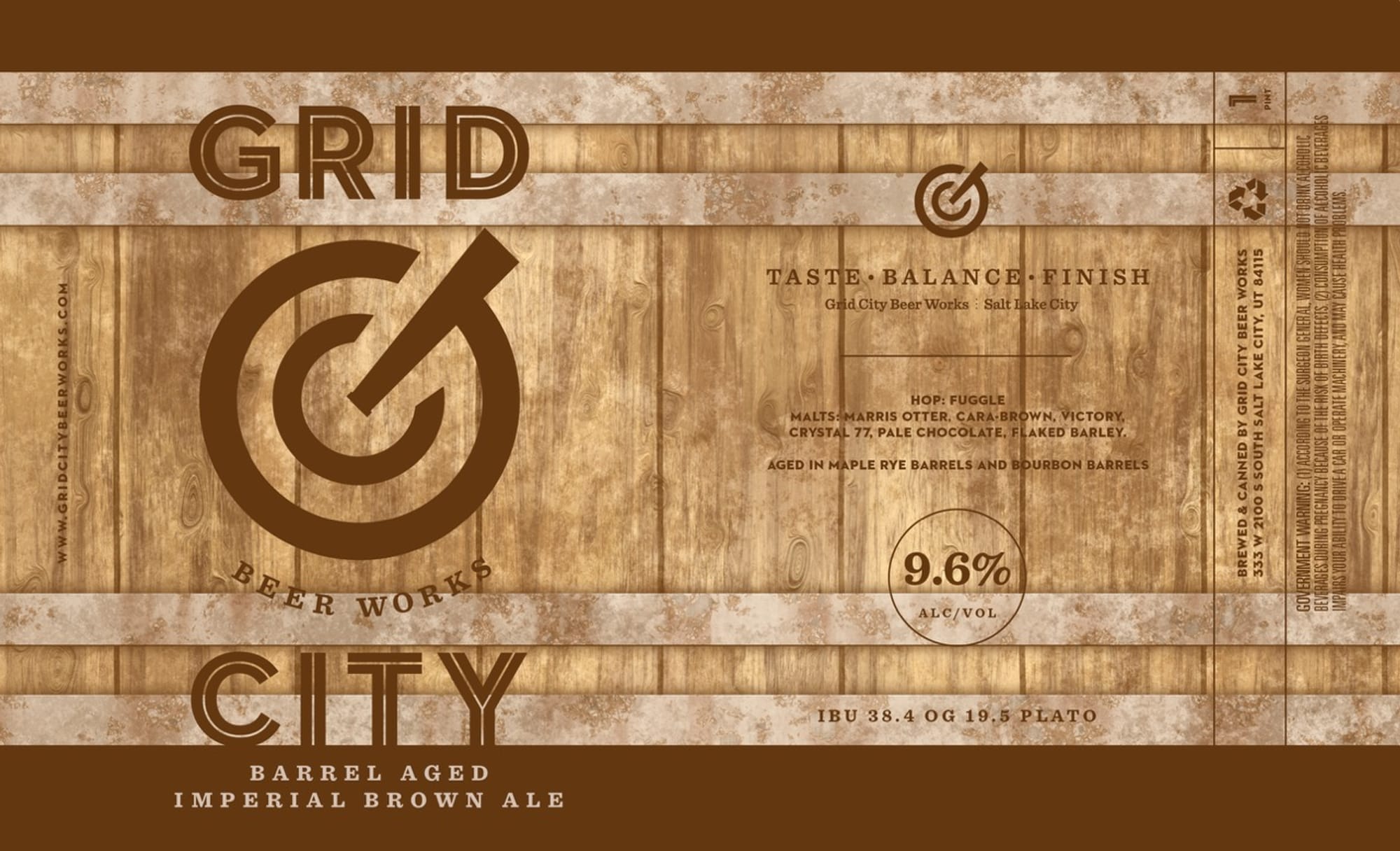 Barrel Aged Imperial Brown Ale by Grid City Beer Works - beer label