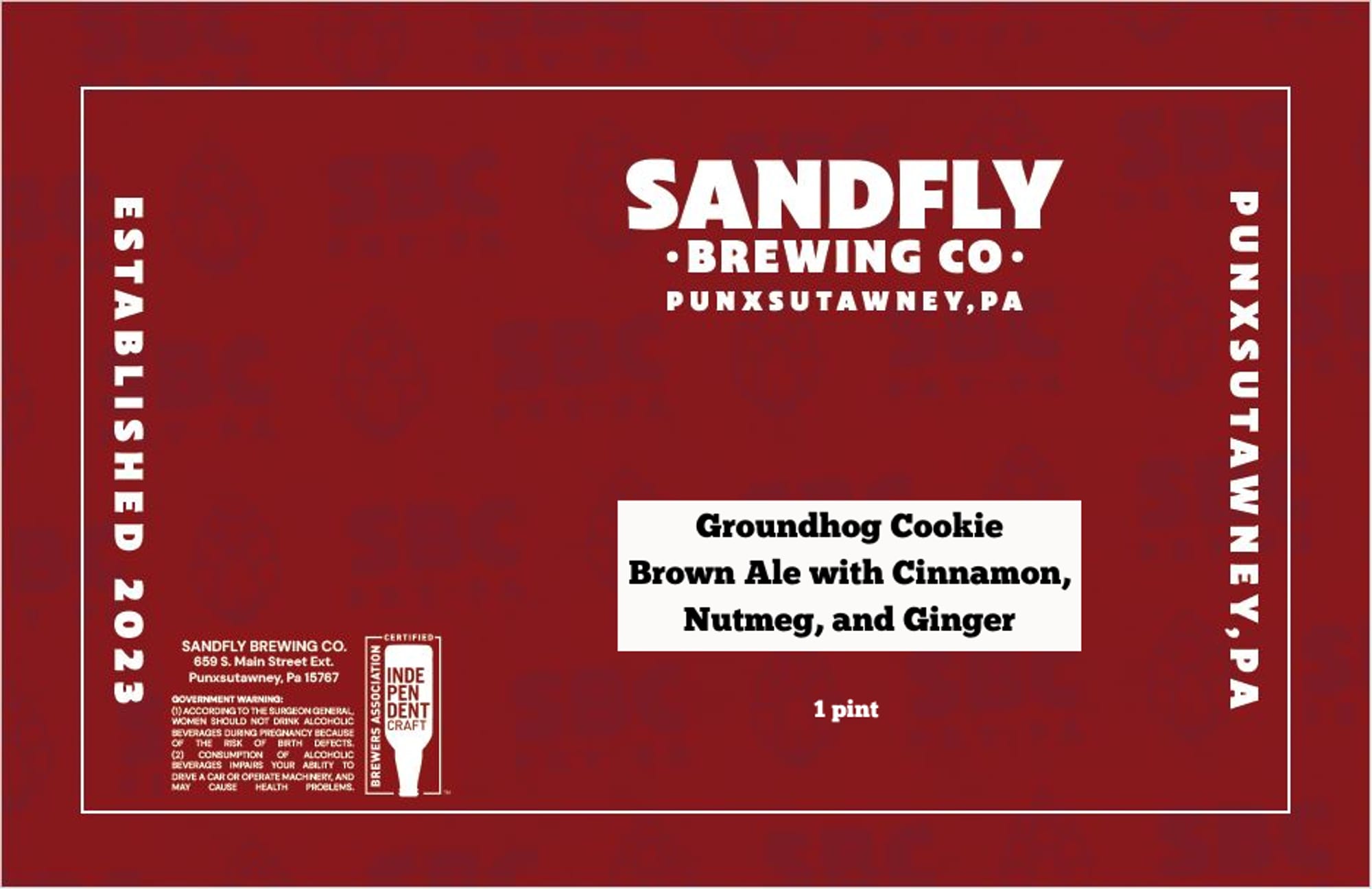 Groundhog Cookie by Sandfly Brewing Co. - beer label