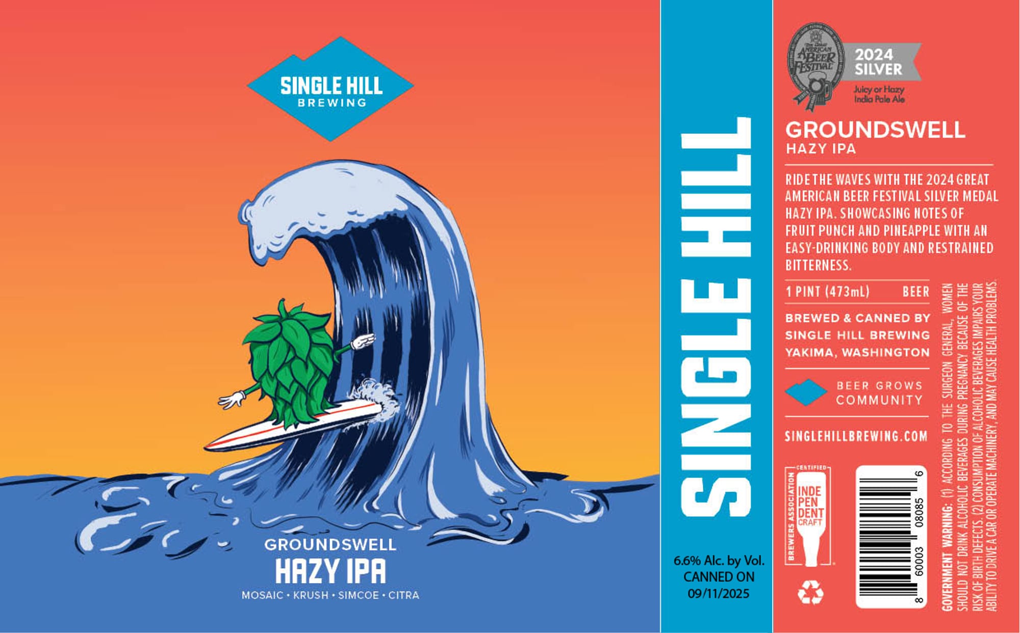Groundswell Hazy IPA by Single Hill Brewing - beer label