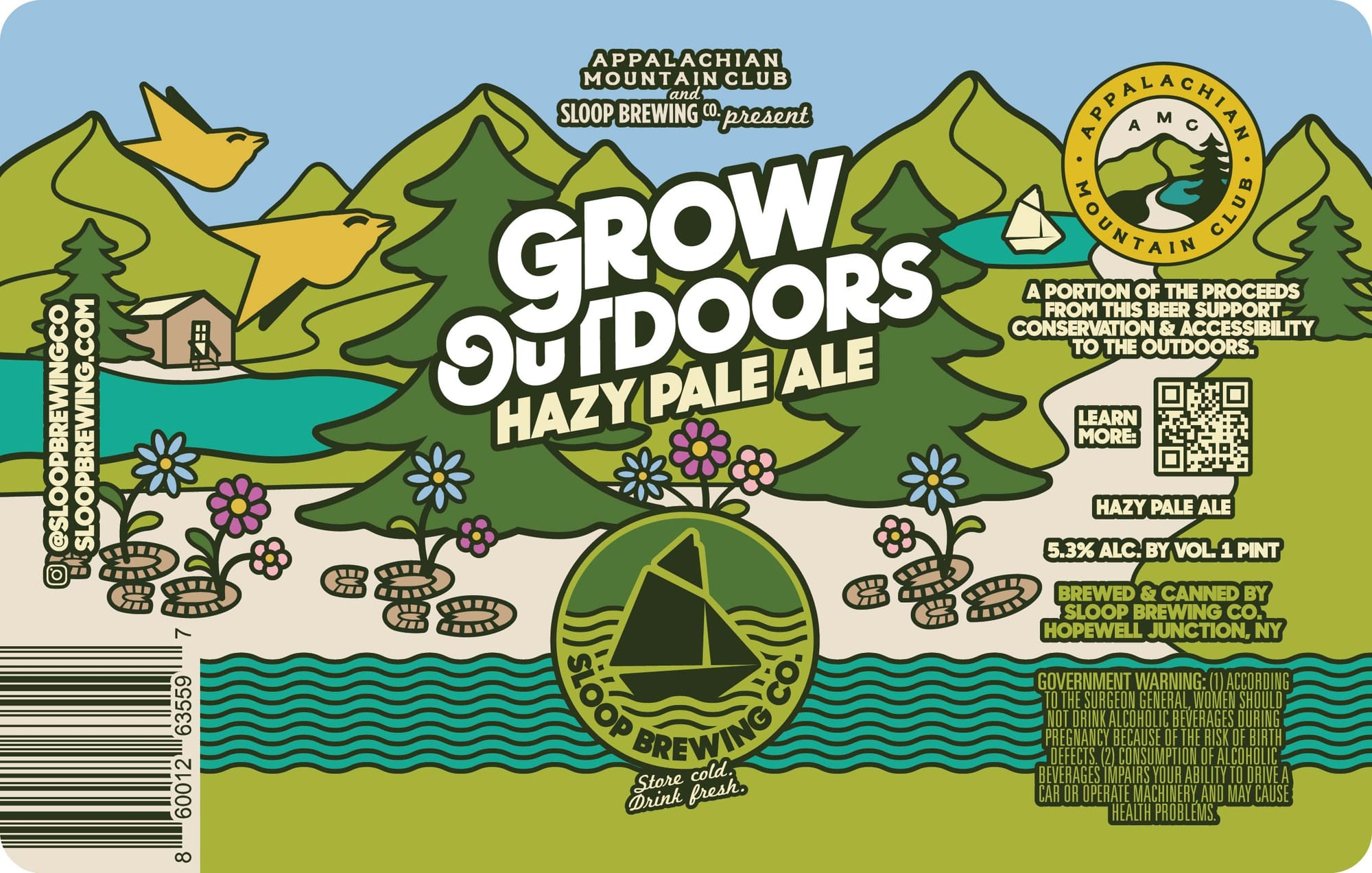 Grow Outdoors Hazy Pale Ale by Sloom Brewing Co. - beer label