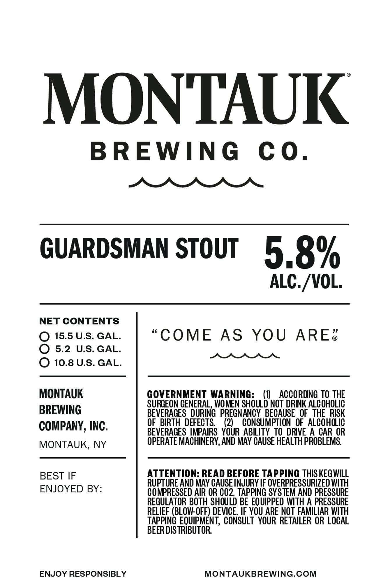 Guardsman Stout by Montauk Brewing Co. - beer label