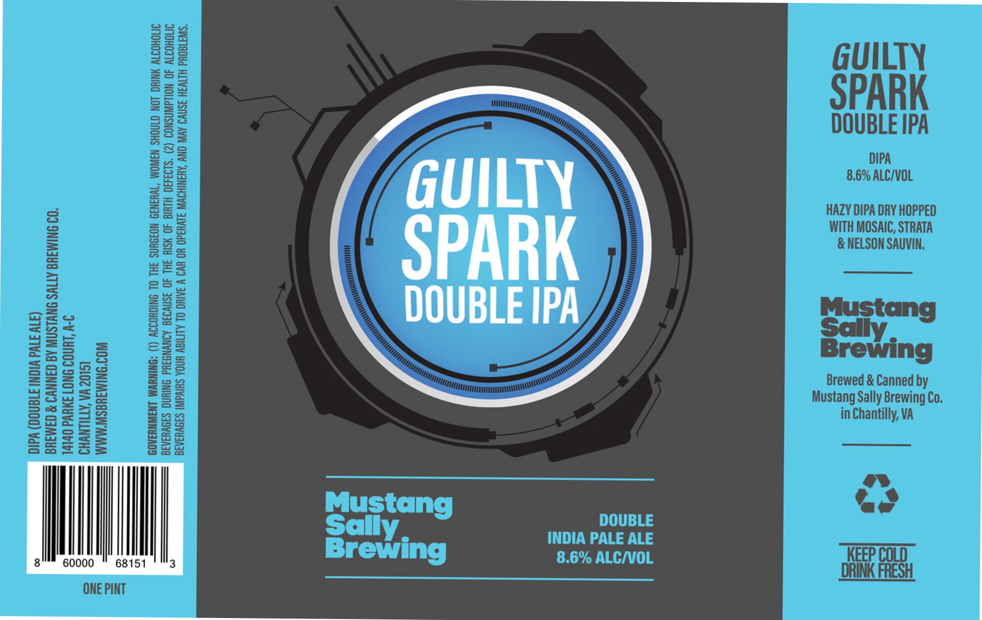 Guilty Spark Double IPA by Mustang Sally Brewing - beer label