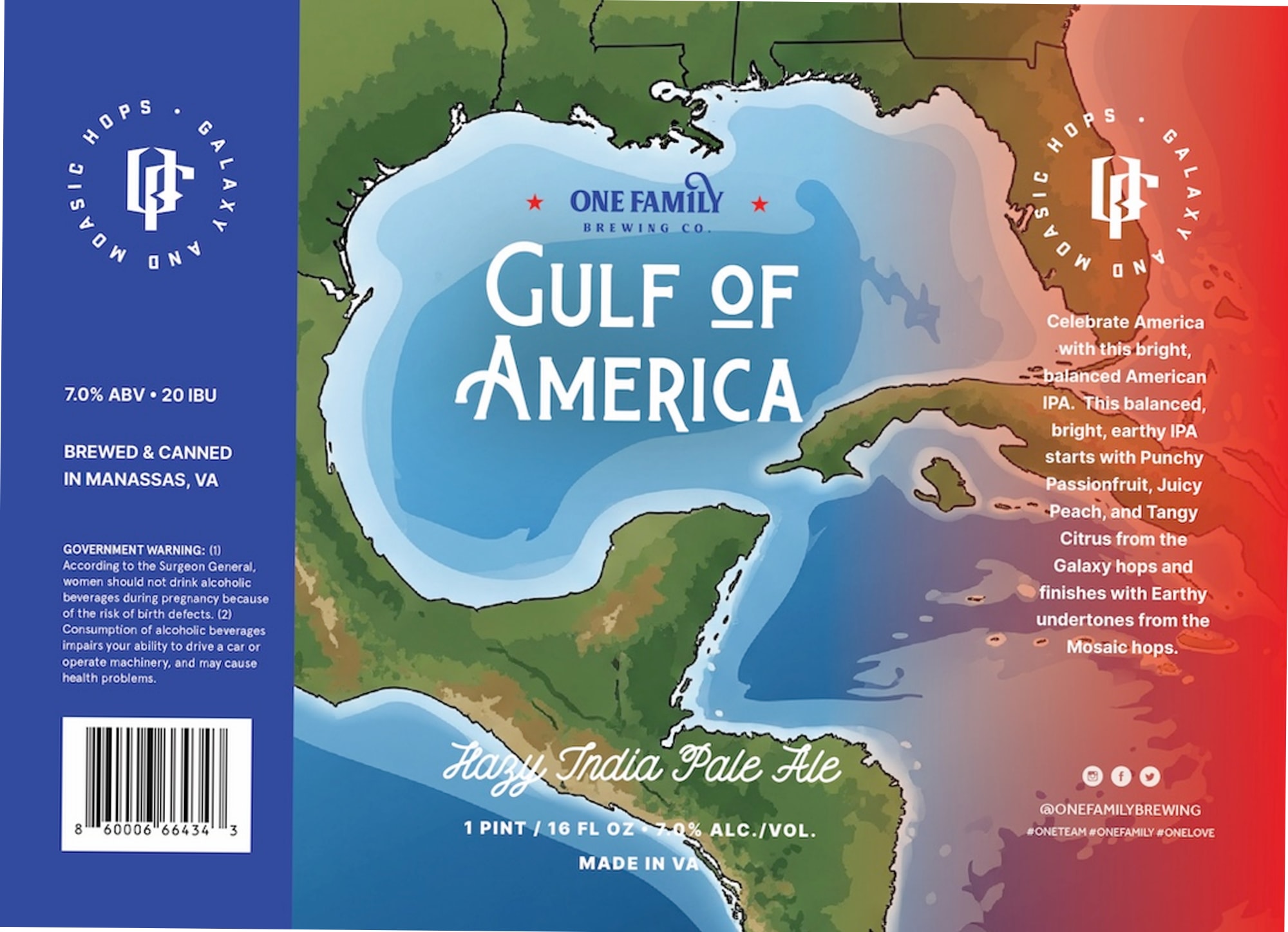 Gulf of America by One Family Brewing Co. - beer label