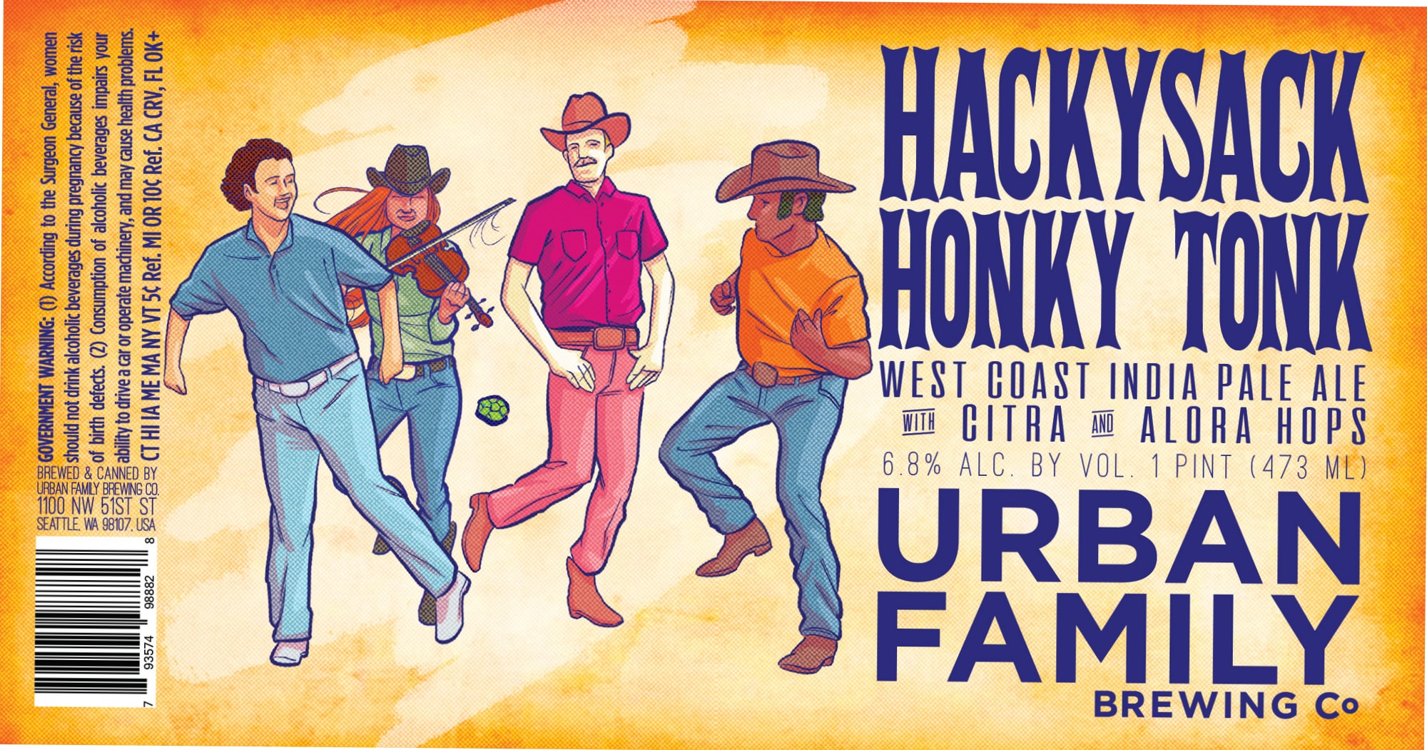 Hacky Sack Honky Tonk by Urban Family Brewing Co. - beer label