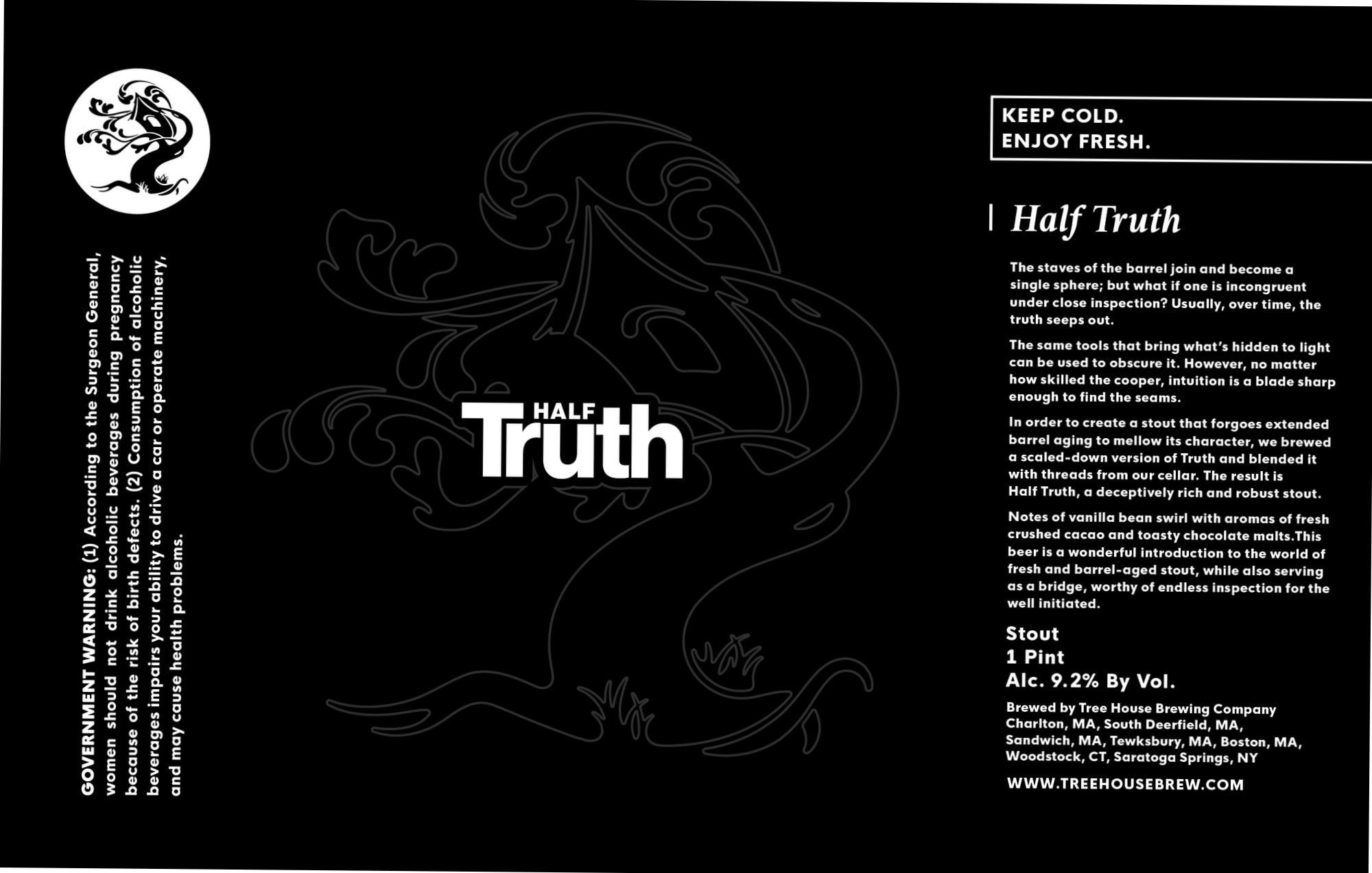 Half Truth by Tree House Brewing Company - beer label