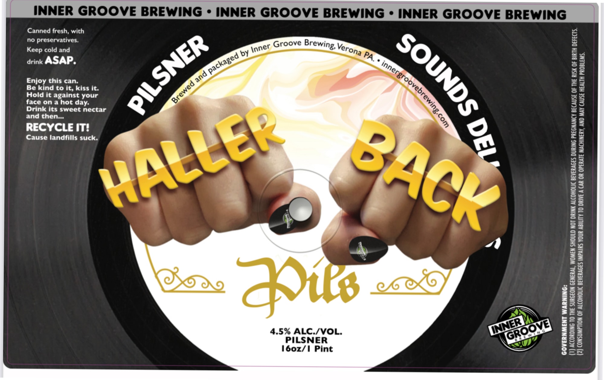 Haller Back Pilsner by Inner Groove Brewing - beer label